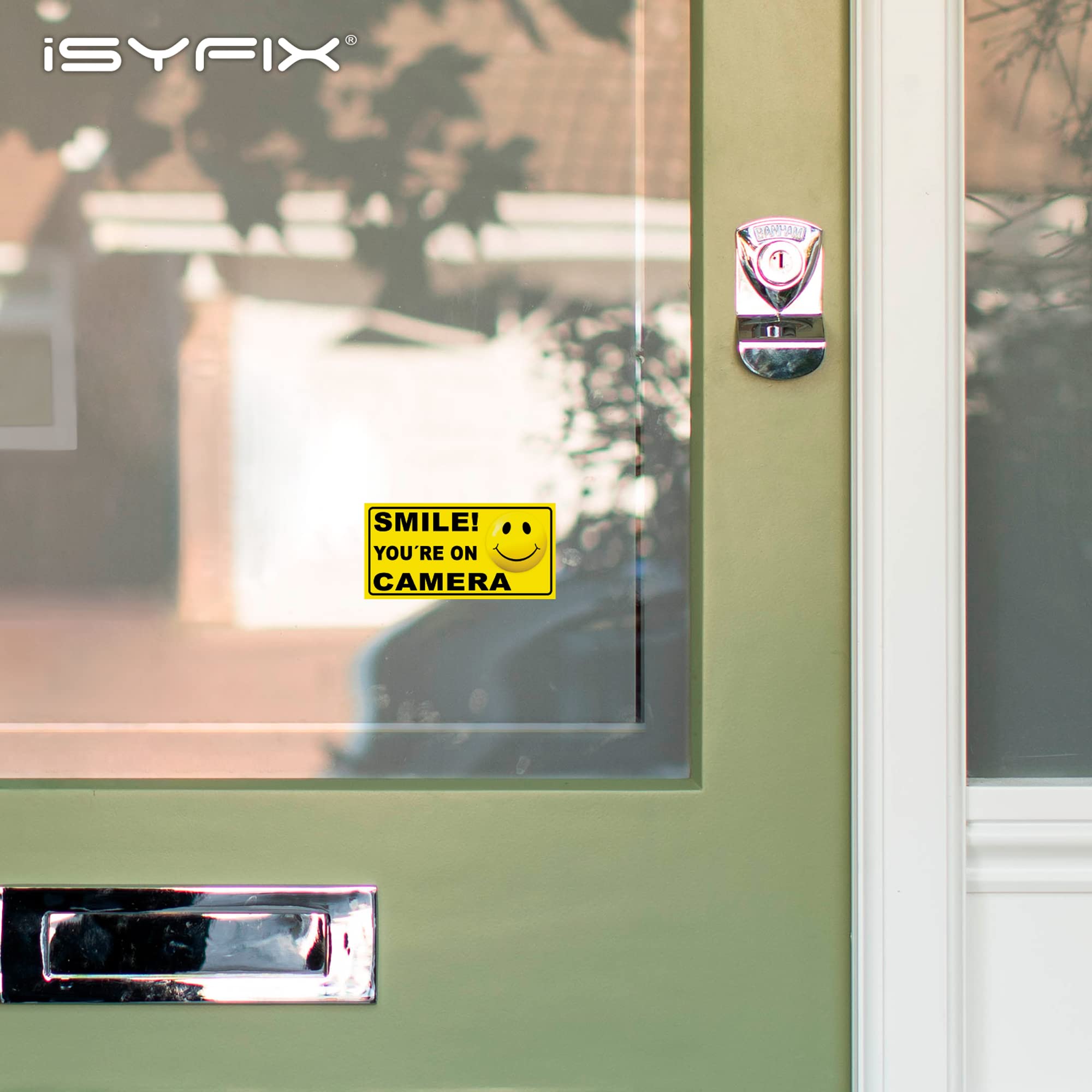 Isyfix Smile You'Re On Camera Reflective Stickers For Home   6 Pack 4X2 Inch   Uv, Weather, Scratch, Fade Resistance, Security C