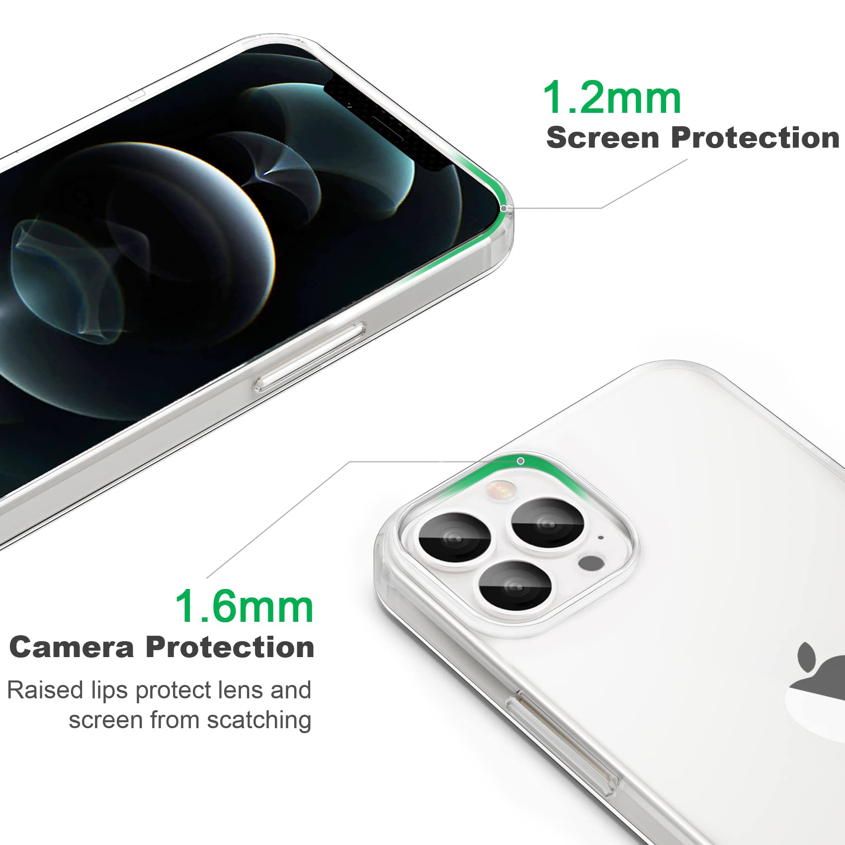 JJGoo iPhone 12 Pro Max Phone Case Clear TPU Shockproof Slim Protective Cover