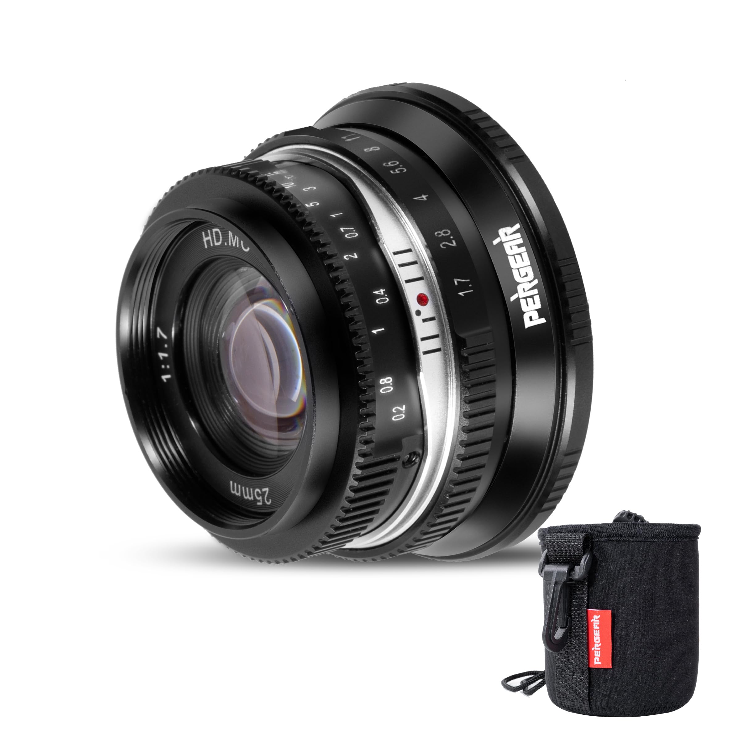 Pergear 25mm F1.7 Large Aperture Manual Lens for FX Mount Cameras, Compatible with Fuji APS-C Cameras X-T3 X-H1 X-Pro2 X-E3 X-T1