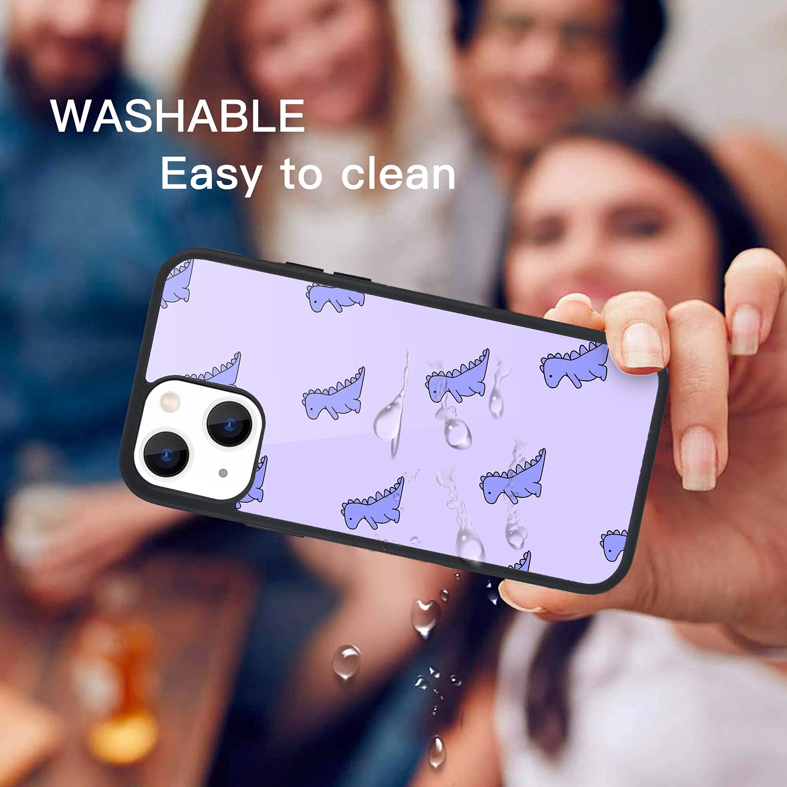 Maycari Compatible With Iphone 13 Case Purple Cartoon Dinosaur For Girls Women, Hard Back Cute Animal Design Soft Tpu Bumper Pro