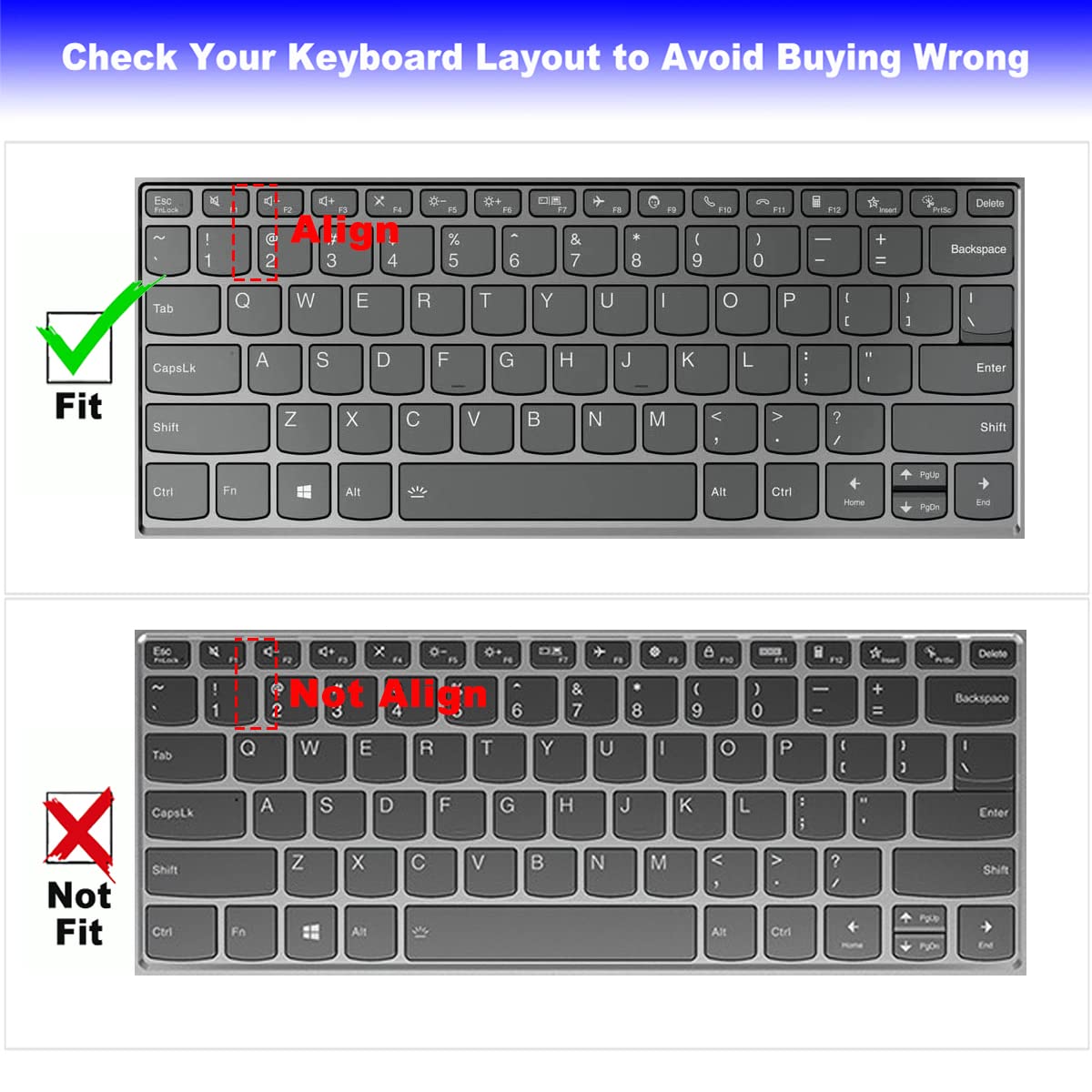 Keyboard Cover For 13.3'' Lenovo Yoga 6 13.3'' 2023 2022, Yoga 6 13 Gen 8 /Yoga 6 13 Gen 7, Lenovo Yoga 6 13.3 Inch Laptop Keybo
