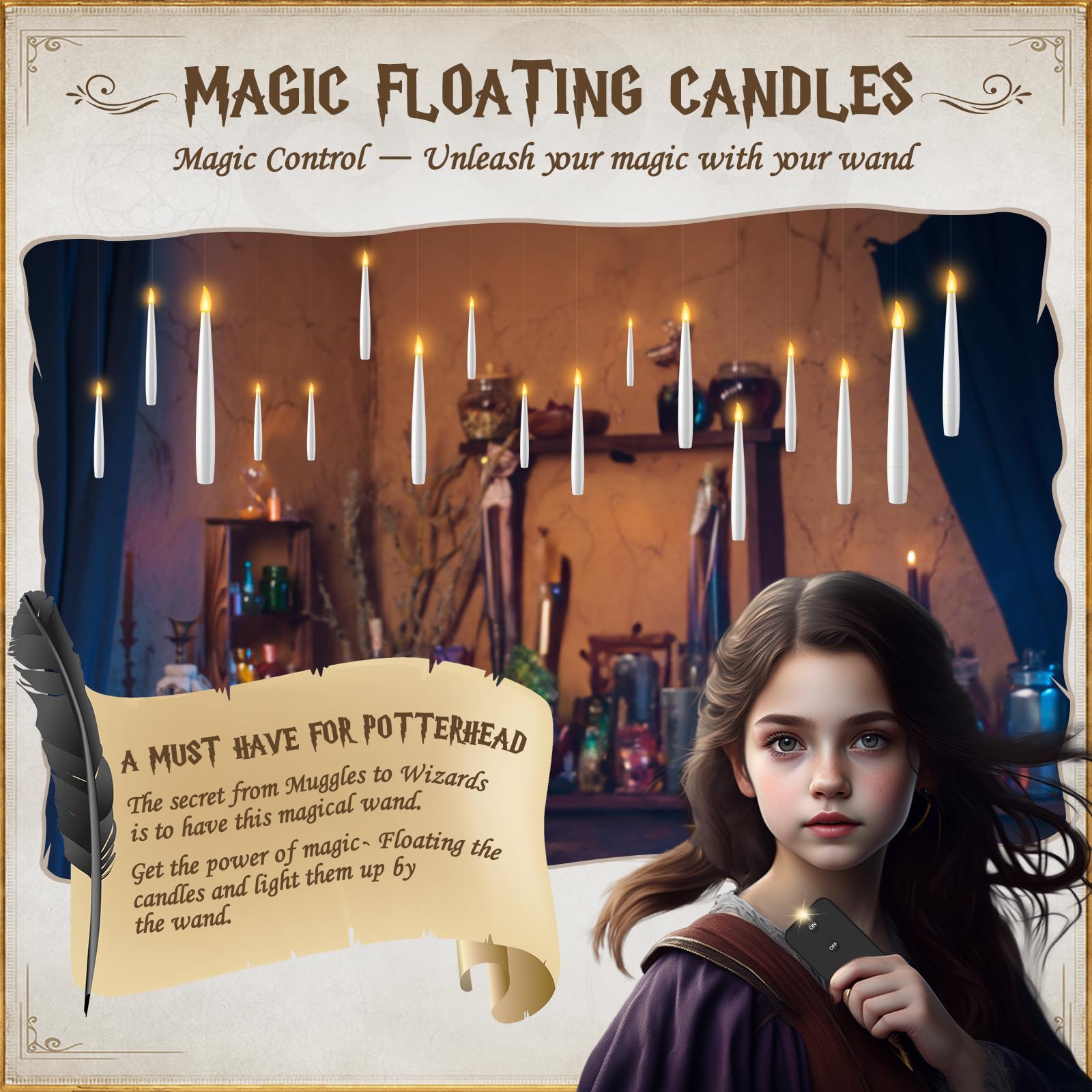Floating Candles With Remote 8Pcs   Halloween Decorations Magic Hanging Candles Flickering Warm Light Led Flameless Candles With