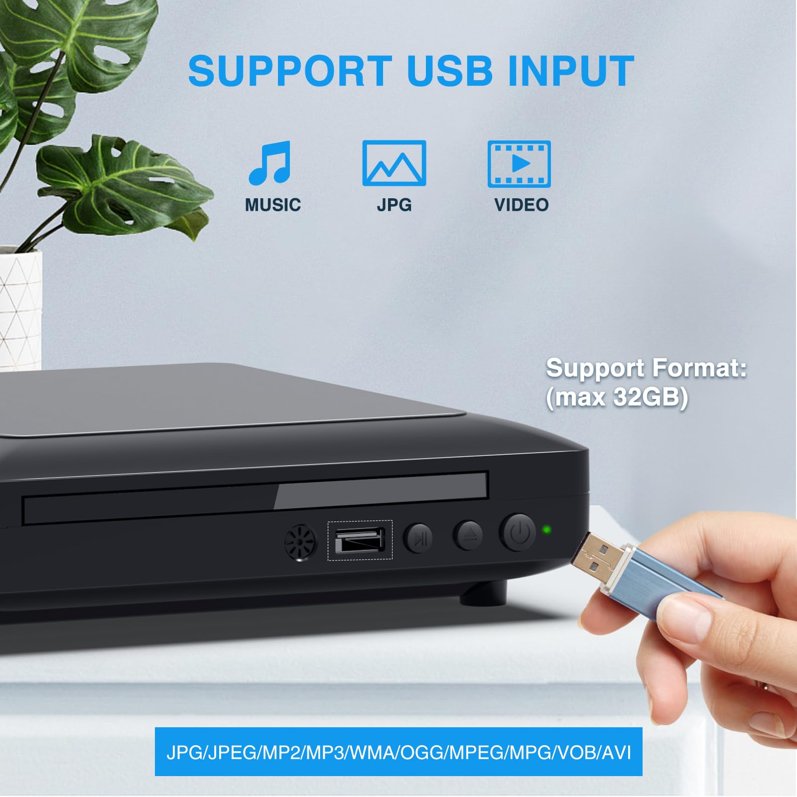 Ceihoit Mini Hd Dvd Player, Cd Players For Home, Dvd Players For Tv, Hdmi And Rca Cable Included, Up Convert To Hd 1080P, All Region, Breakpoint Memory, Built In Pal/Ntsc, Usb 2.0