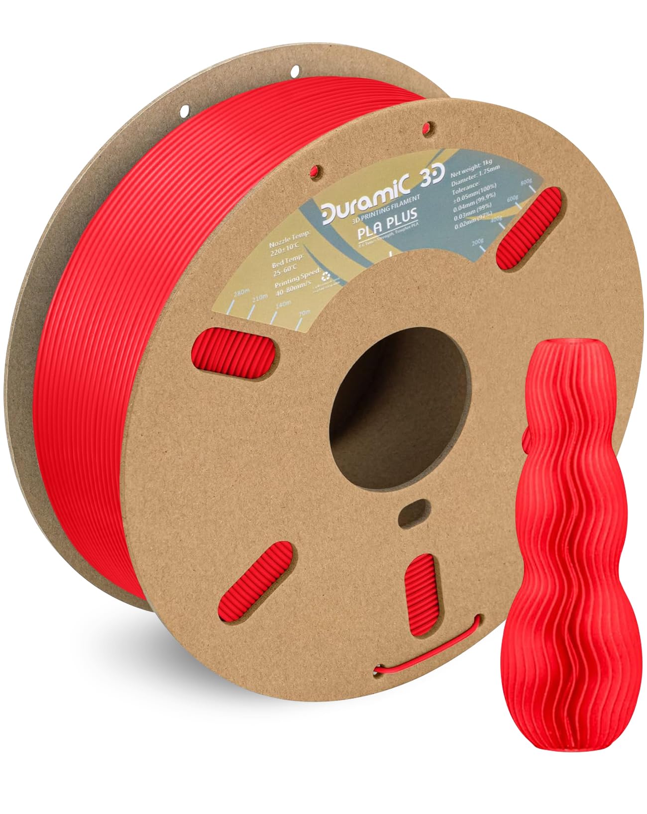 Duramic 3D Pla+ Filament 1.75Mm 1Kg Rouge Red, Pla Plus 3D Printer Filament 1Kg Spool(2.2Lbs) Pla Pro Tougher And Stronger, Dime