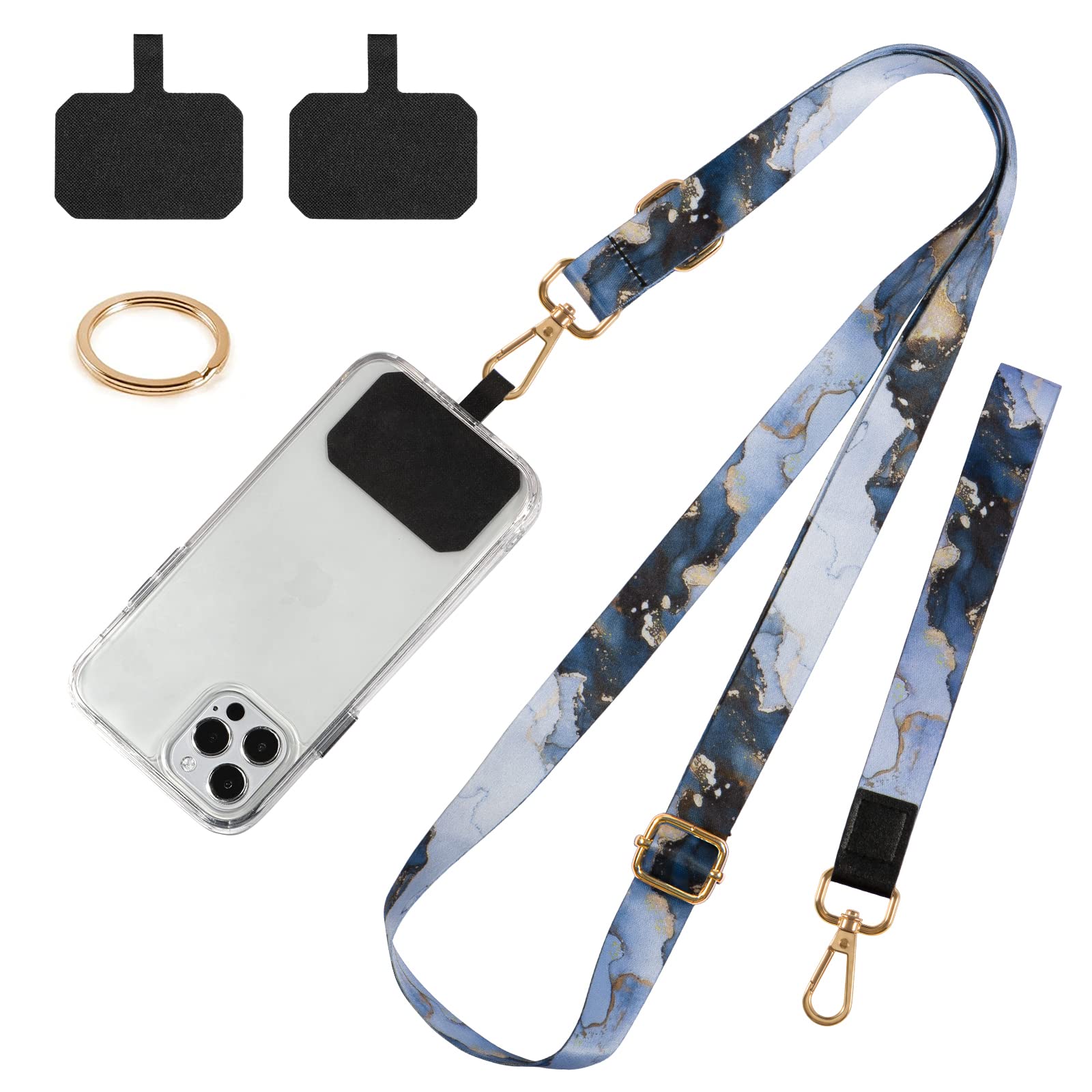 Dutyway Cell Phone Lanyard, 1X Wrist Lanyards, 1X Adjustable Crossbody Shoulder Neck Strap With 2X Phone Tether Tabs Universal L