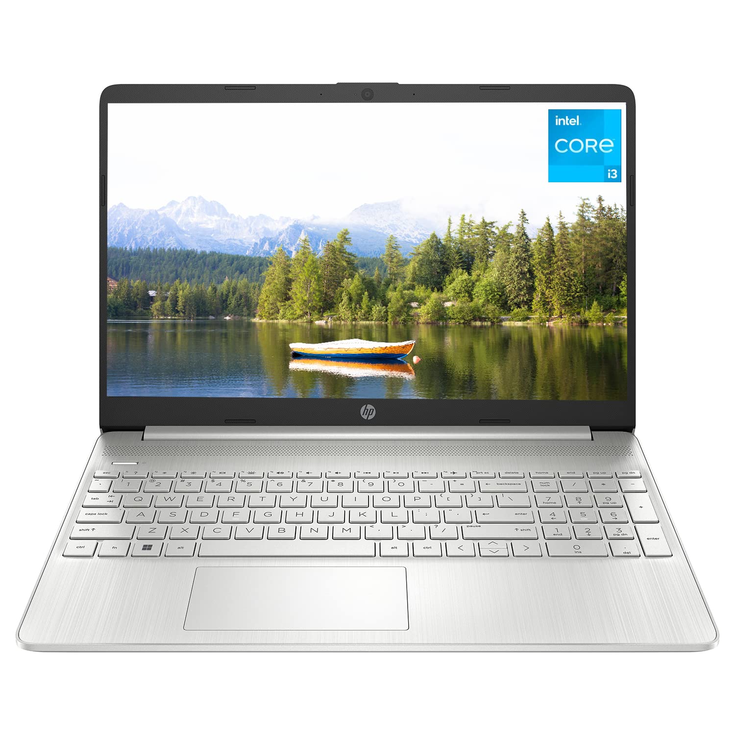 HP 15 Notebook, 15.6' HD Screen, Intel Core i3 1115G4, 12GB DDR4 RAM, 256GB PCIe SSD, Webcam, HDMI, SD Card Reader, Wi Fi, Windows 11 Home, Natural Silver