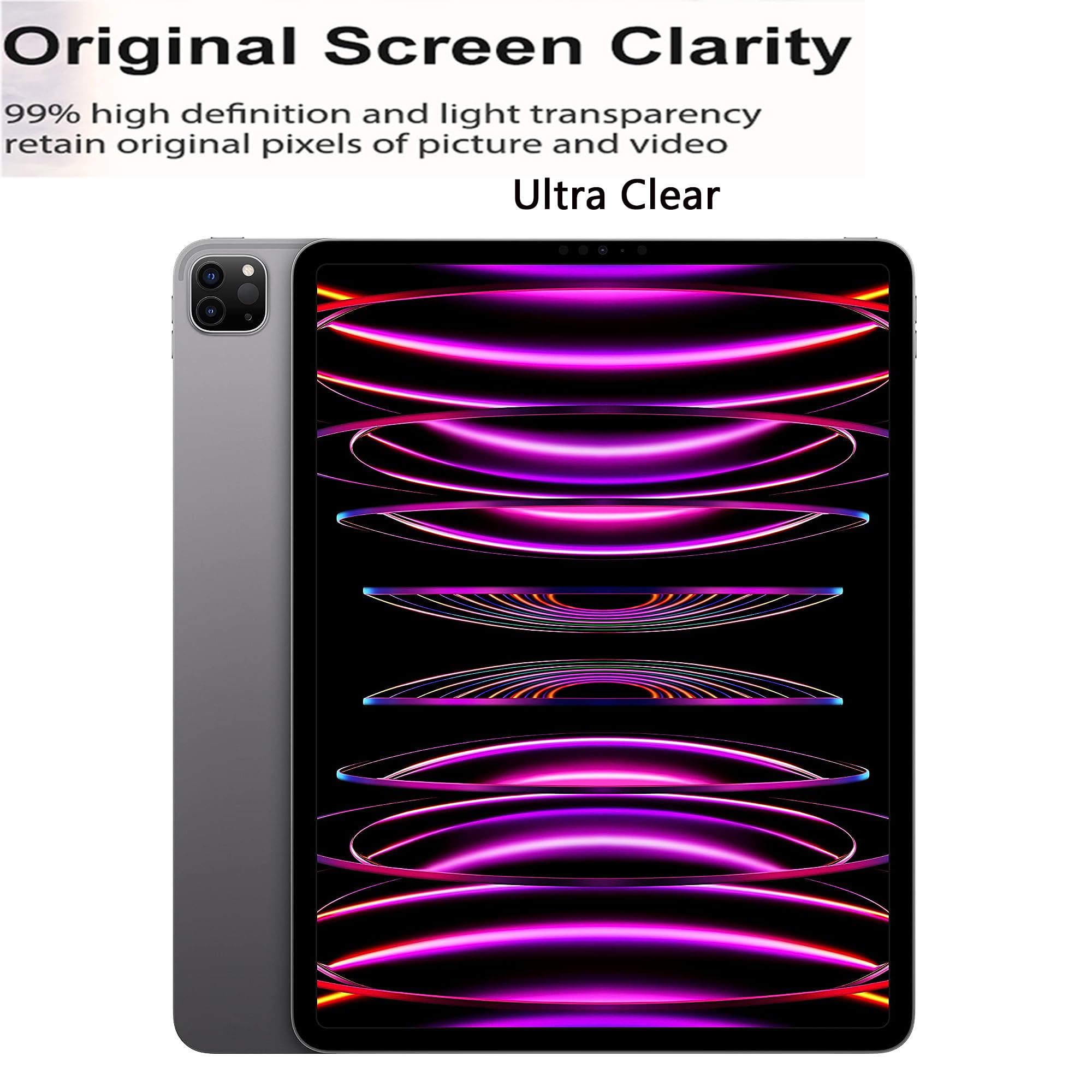 Tikeda 2 Pack Screen Protector For Ipad Pro 12.9 Inch 2022/2021/2020/2018 (6Th/5Th/4Th/3Rd) Mode,Tempered Glass Anti Scratch Cas