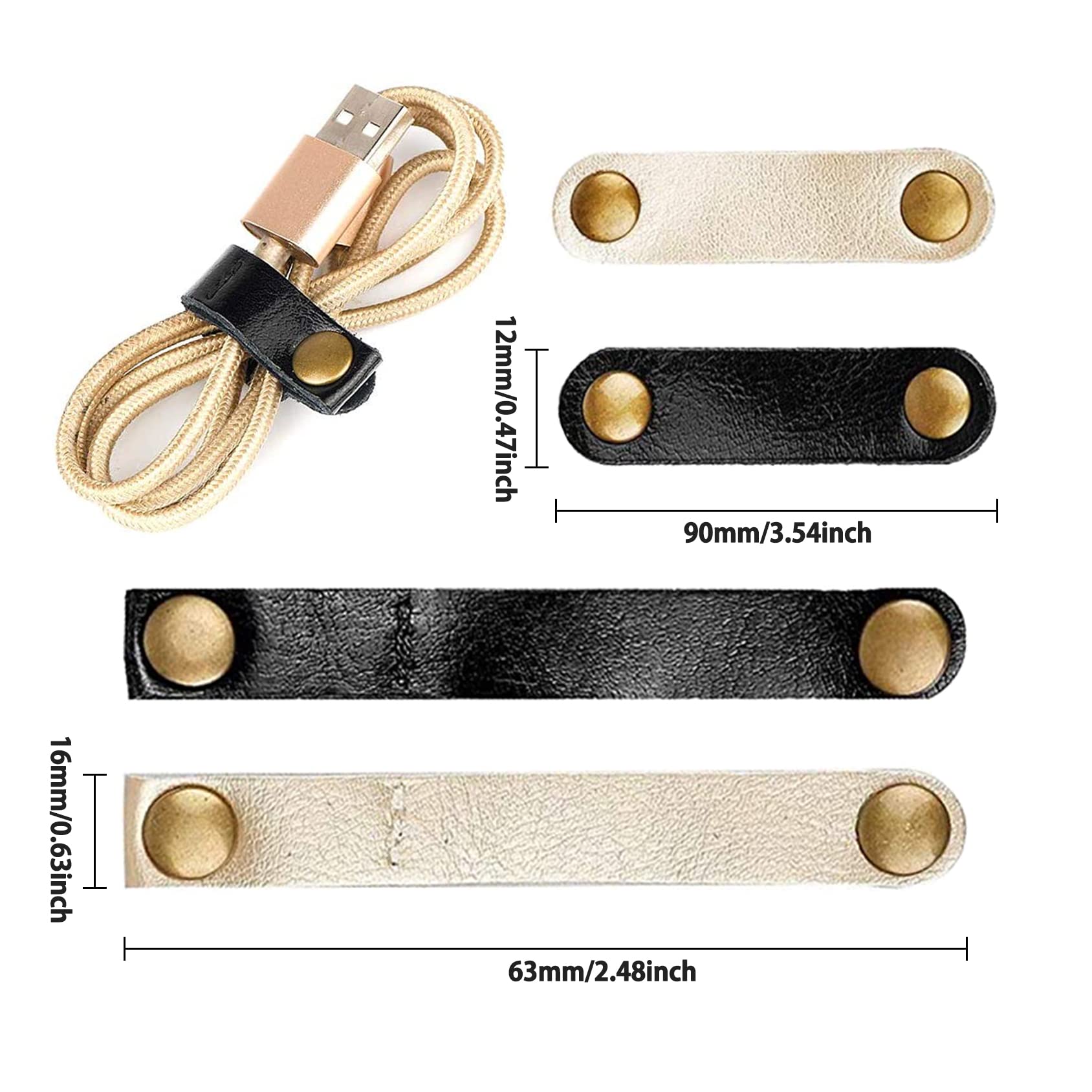 Viaky 24 Pieces Reusable Leather Cable Ties, Adjustable Cord Organizer Portable Earphone Winder Usb Wire Clips Management   2 Si