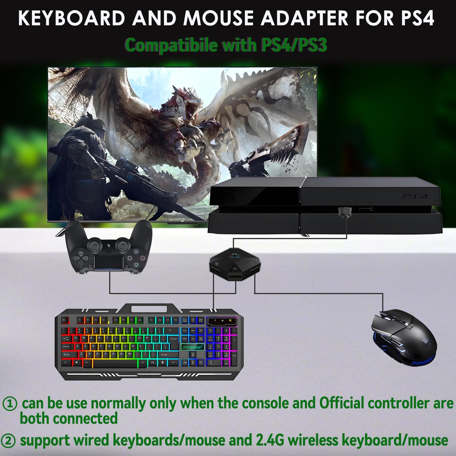 Keyboard And Mouse Adapter For Nintendo Switch, Wired Keyboard And Mouse Converter For Ps4 Ps3 Xbox One/360 Console Series Conve