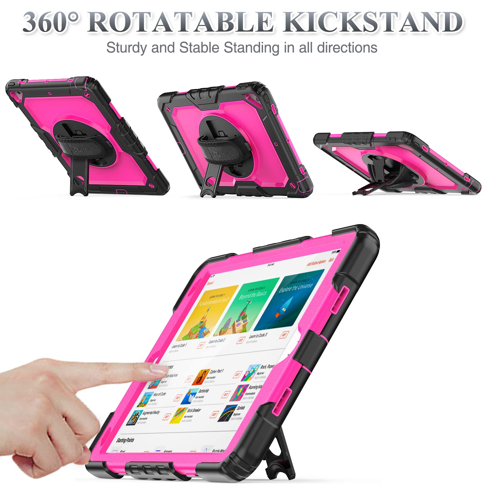 Seymac Stock Case For Ipad Air 3 2019 / Pro 10.5'' With Screen Protector Pen Holder [360 Rotate Hand Strap/Stand], Drop Proof Ca