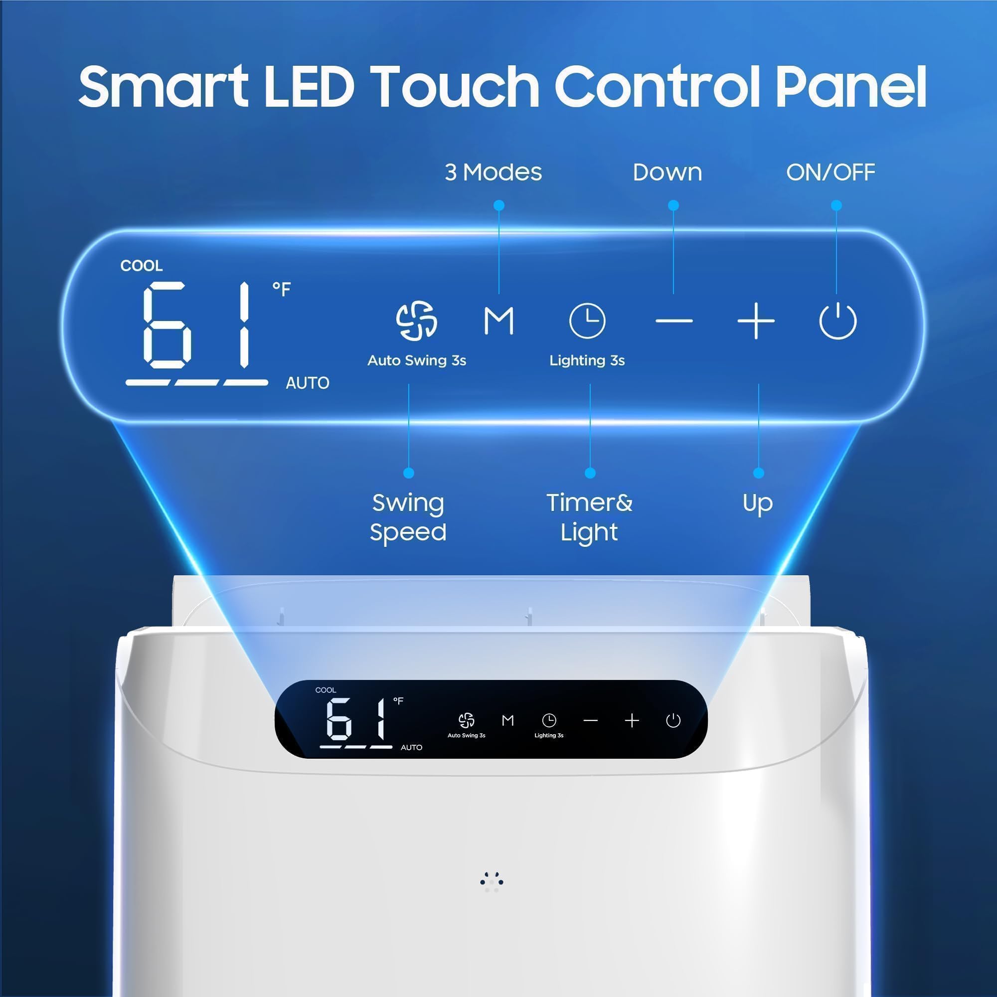 14000 Btu Portable Air Conditioners,Cools Up To 700 Sq.Ft,Portable Ac Unit With Remote Control,Cooling,Fan,Dehumidification,Slee