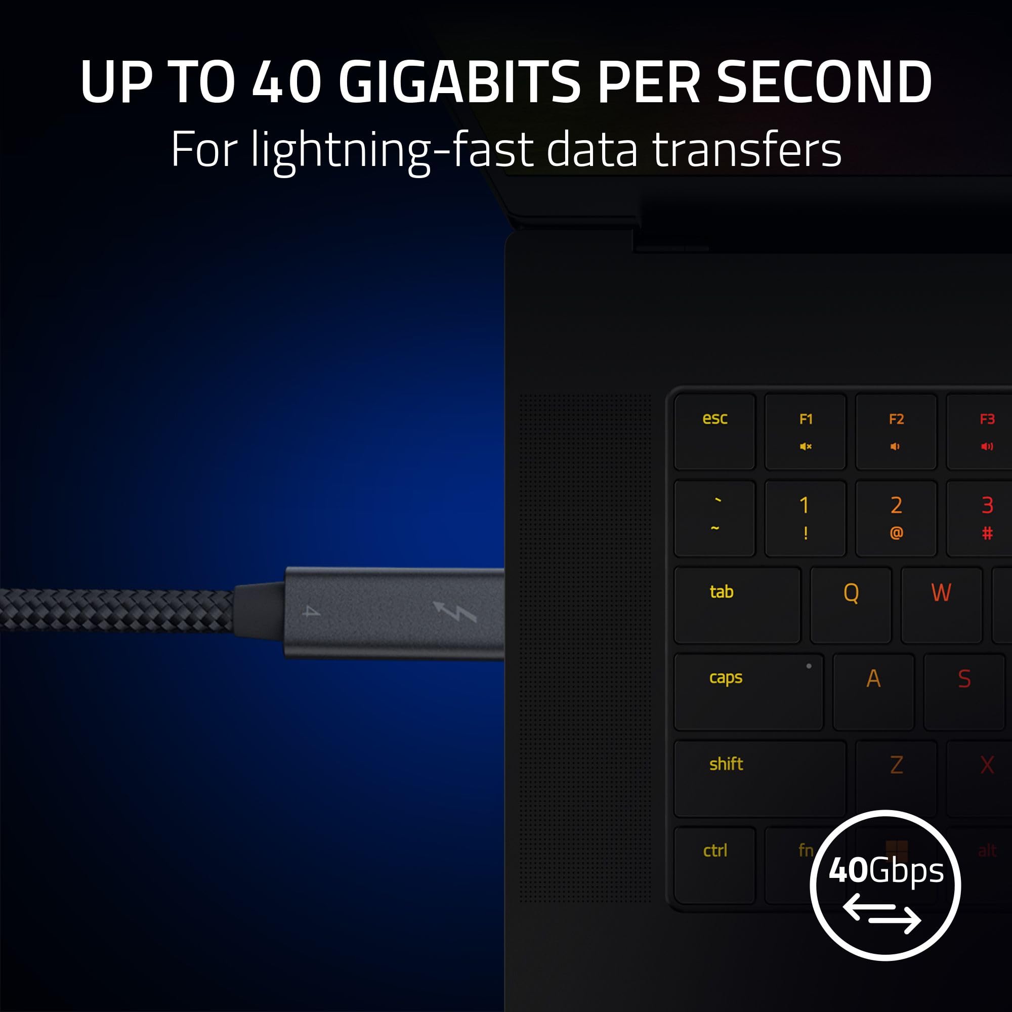 Razer Thunderbolt 4 Cable (2.0M / 6.56Ft): Up To 40 Gigabits Per Second   Up To 8K Resolutions         Up To 100W Charging   Com