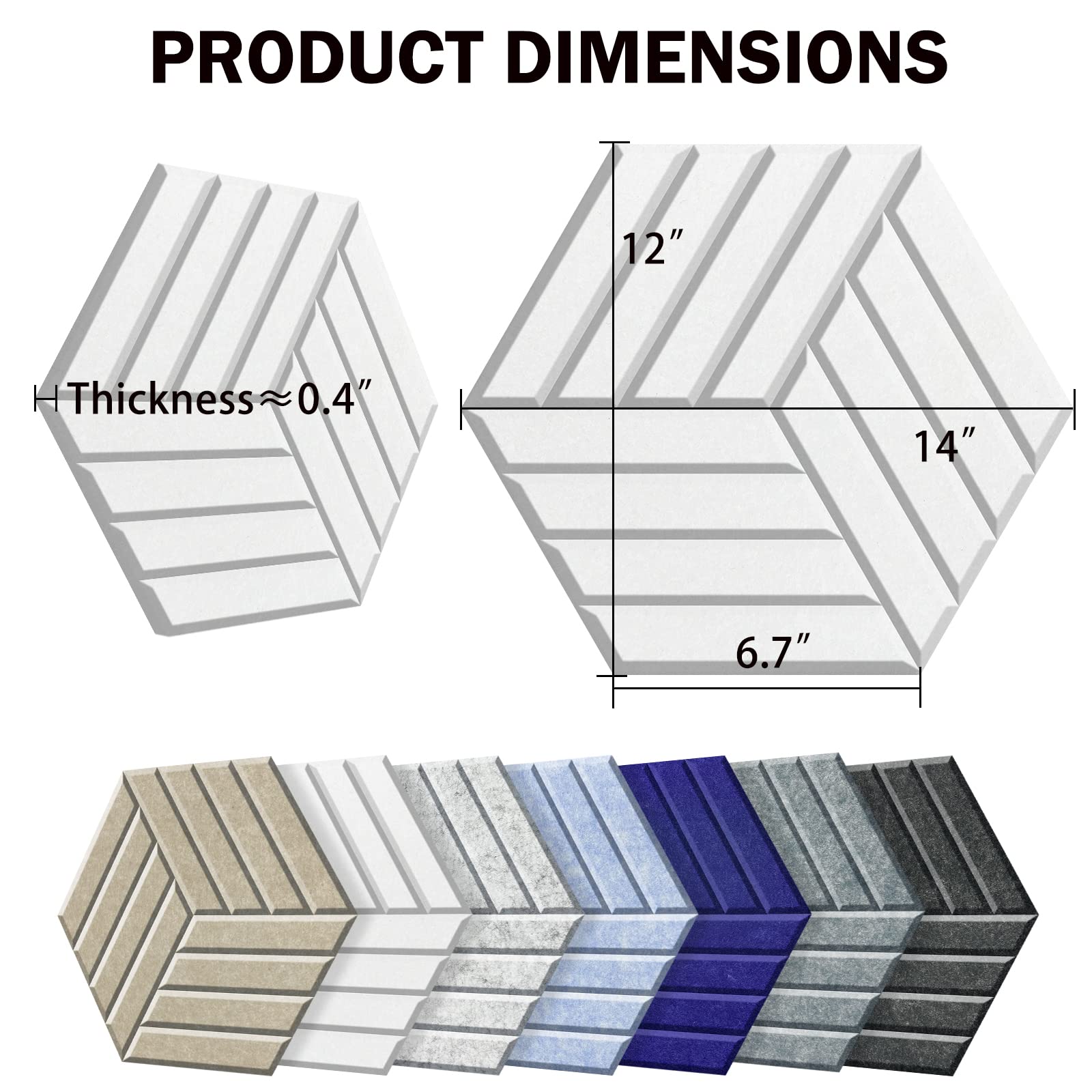 Shjade 12 Pack Acoustic Panel Self Adhesive, 14'' X 12'' X 0.4''High Density Sound Proof Padding, Hexagon Sound Proof Insulation