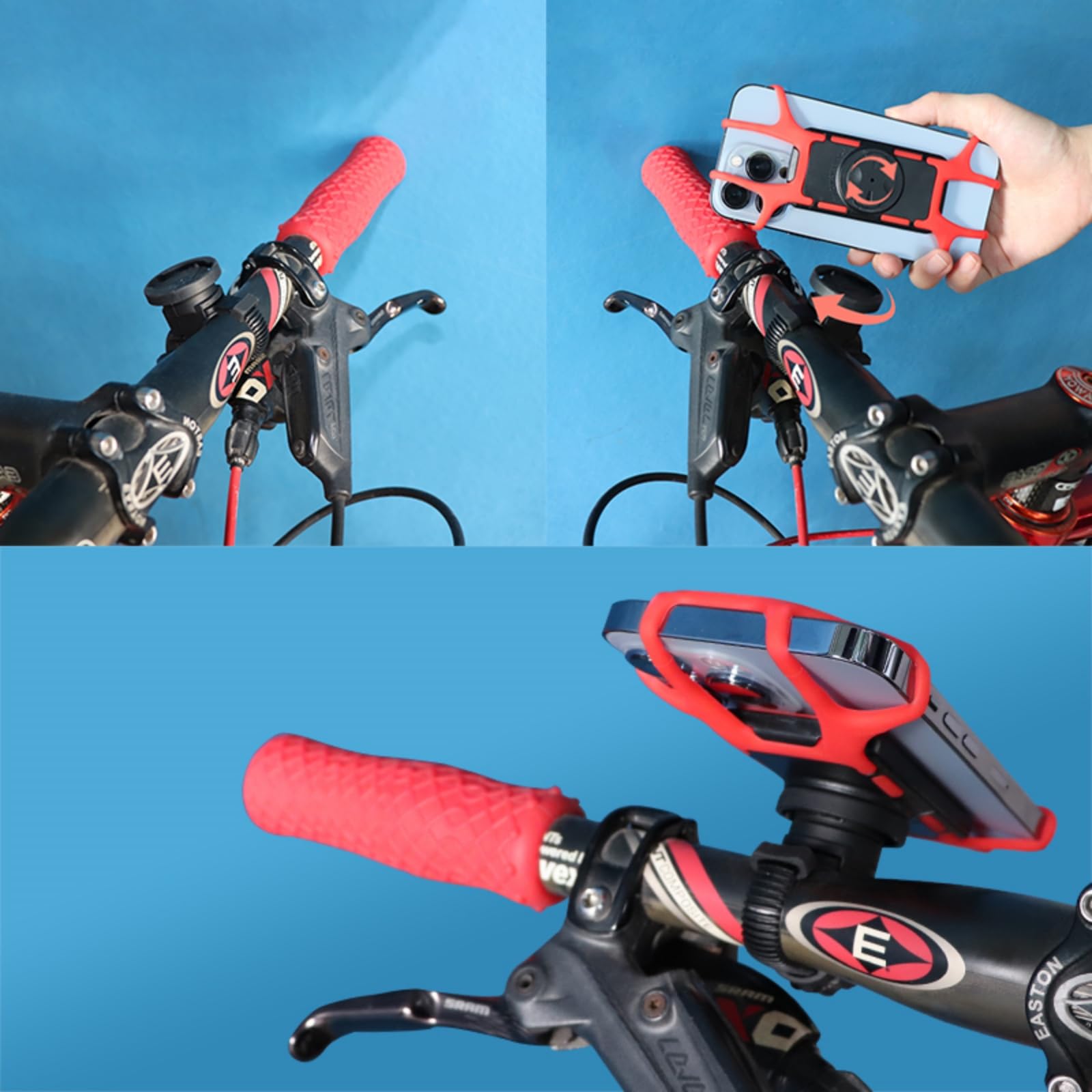 Nelbons Bike Phone Holder Compatible With Most Phones,Detachable Universal Cell Phone Holder For Bicycle Handlebar,Paired Compat