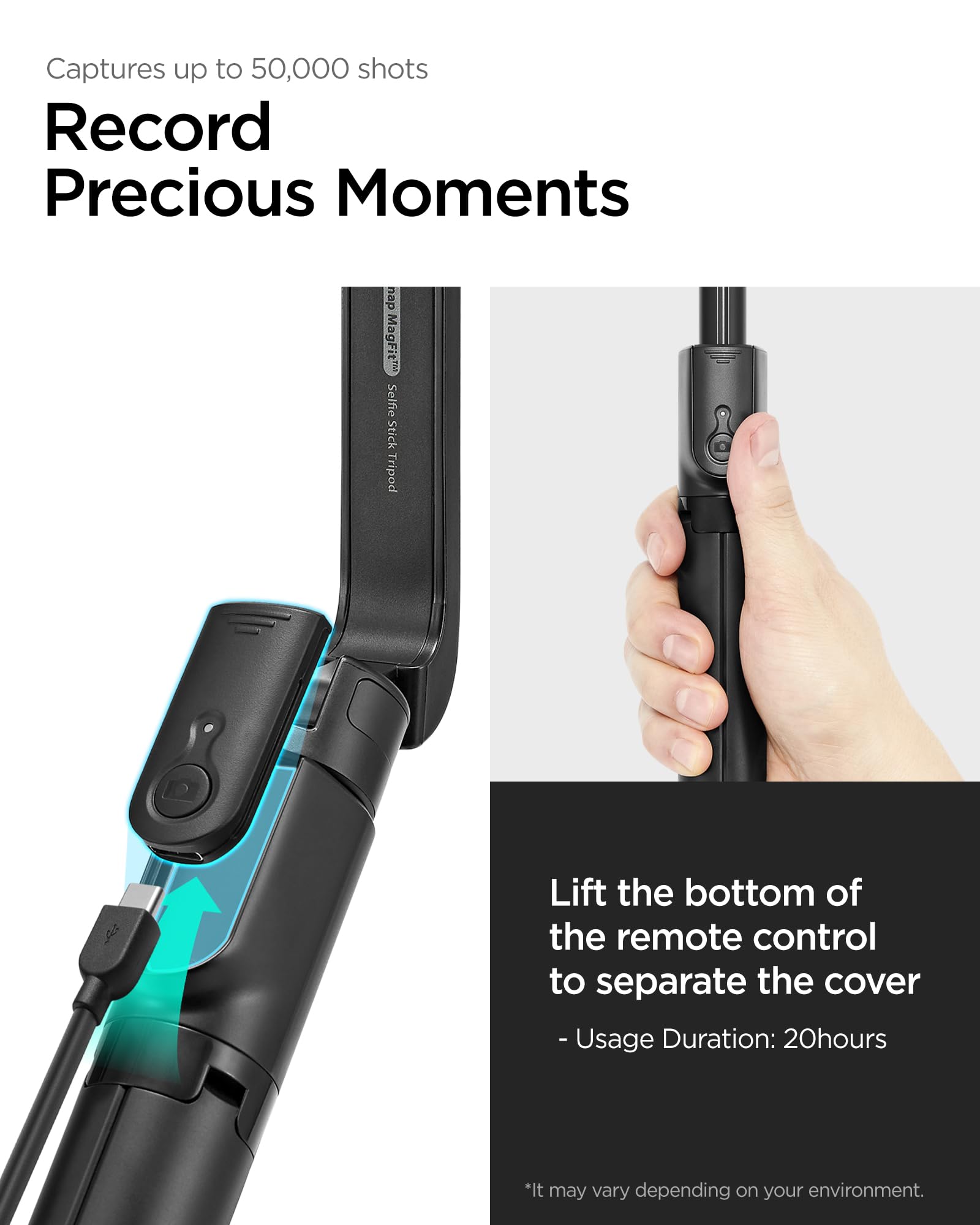 Spigen Selfie Stick Tripod Stand With Bluetooth Remote Control Shutter 47 Extendable Holder Compatible With Magsafe Iphone 17/16