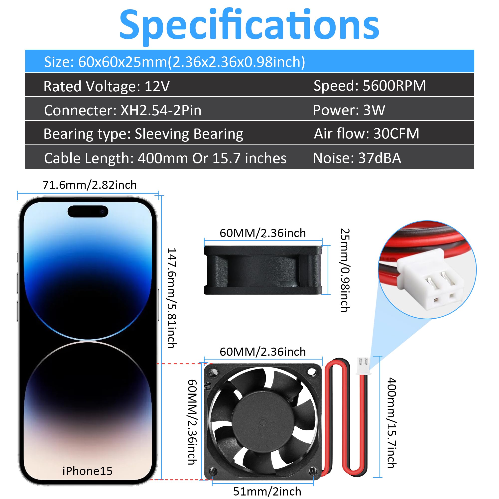 60Mm 12V Dc Cooling Fan   Panomounts Cf6025 High Airflow 60Mm 25Mm 12V 2Pin Amp Fans For Car Audio Vent Cooling Fan Low Noise 5600Rpm 2 Pack