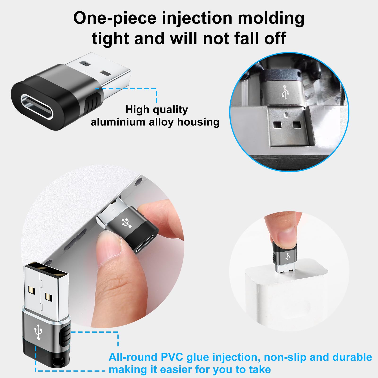 Basenew Usb To Usb C Adapter 6 Pack,Usb A To Usb C Adapter,Usb To Usbc C Adapter,Usb C To Usb Adapter,Usb A To Usb C Charger Cab