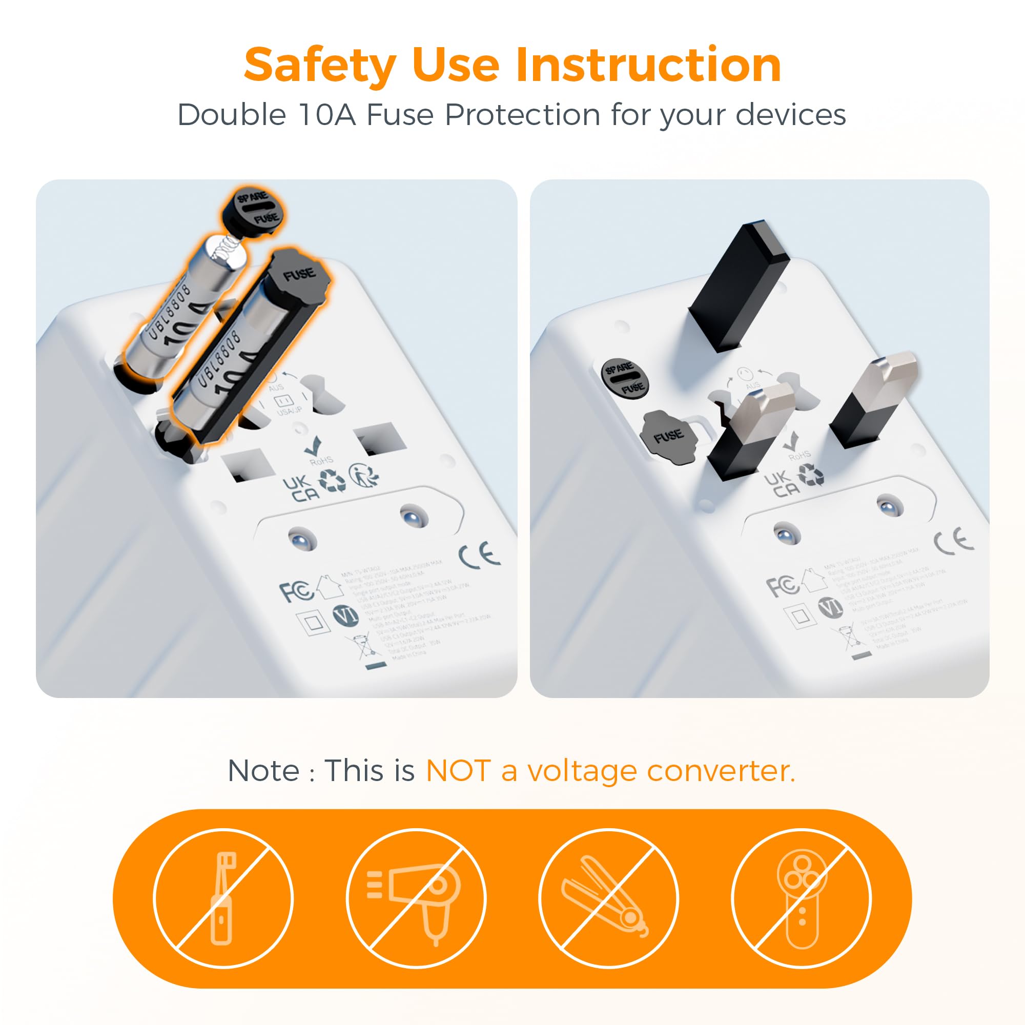 Tessan 35W Universal Travel Adapter, International Plug Adaptor With 3 Usb C And 2 Usb A Charging Ports, Worldwide Power Outlet