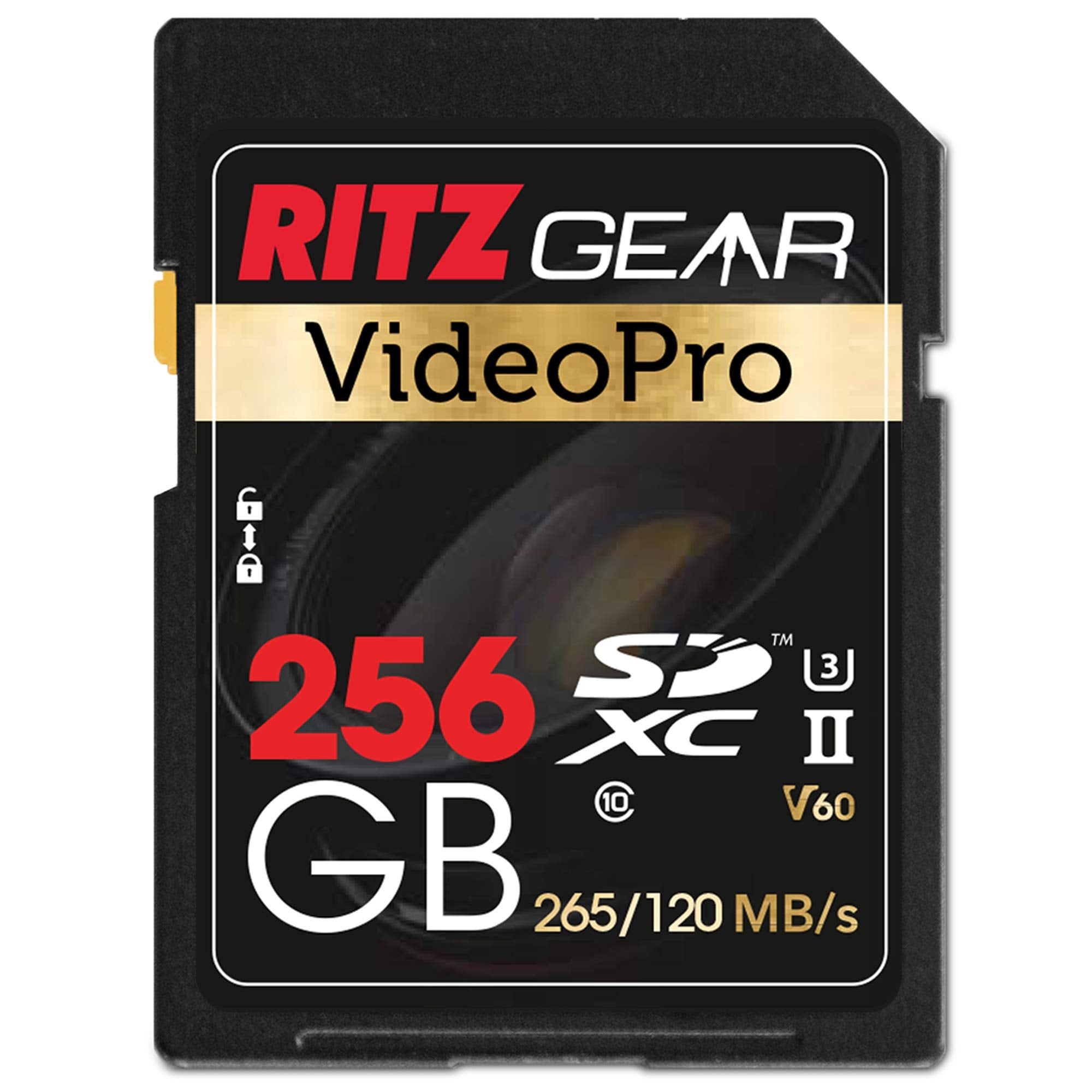 Ritz Gear 256GB HighSpeed SDXC UHSII SD Card, C10, U3, V60, FullHD & 8K Memory Card for DSLR, CinemaQuality Video Cameras