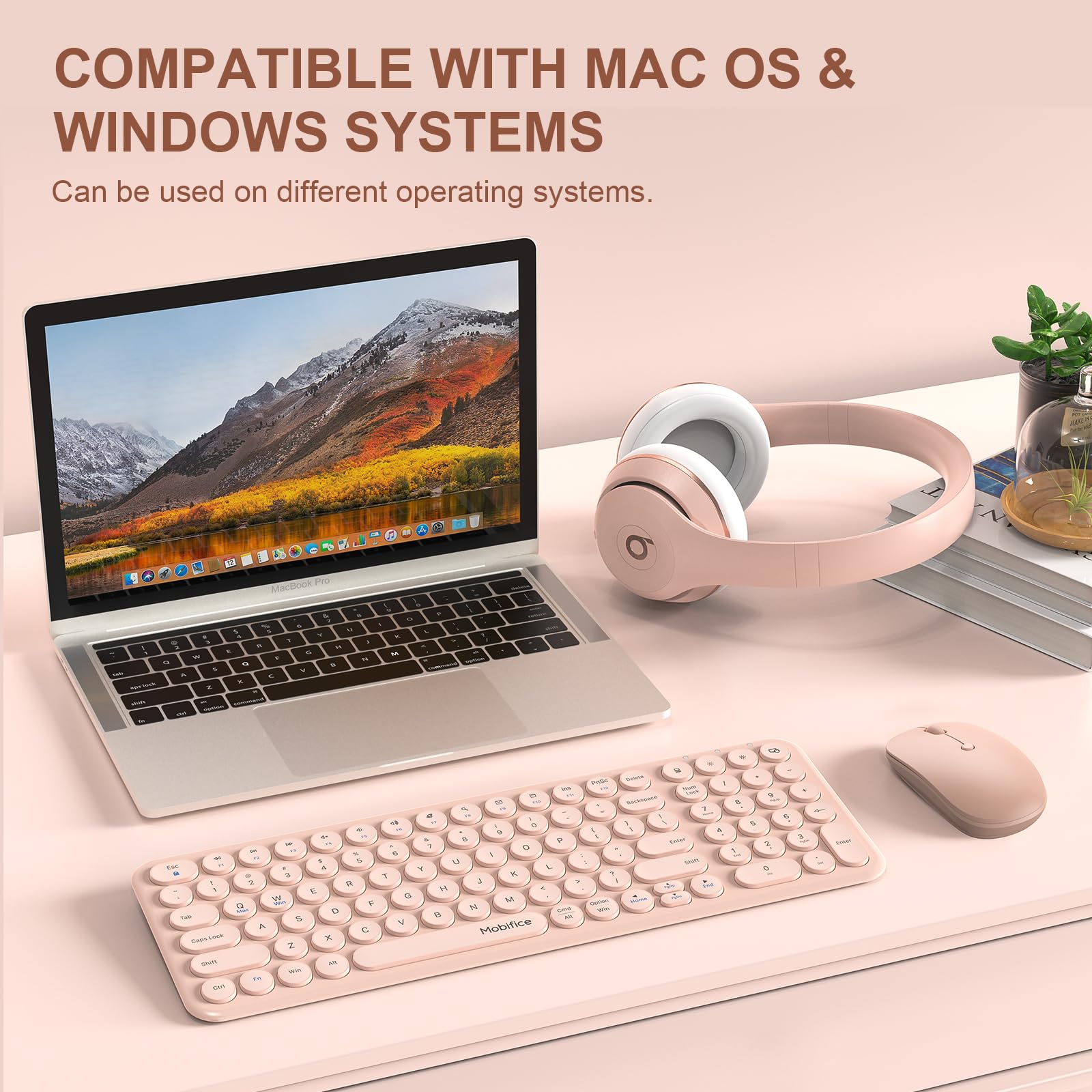 Mobifice Wireless Keyboard And Mouse 2.4Ghz Usb Combo Ultra Thin Cordless Compact Sized Silent Retro Computer Keyboard Mouse Sui