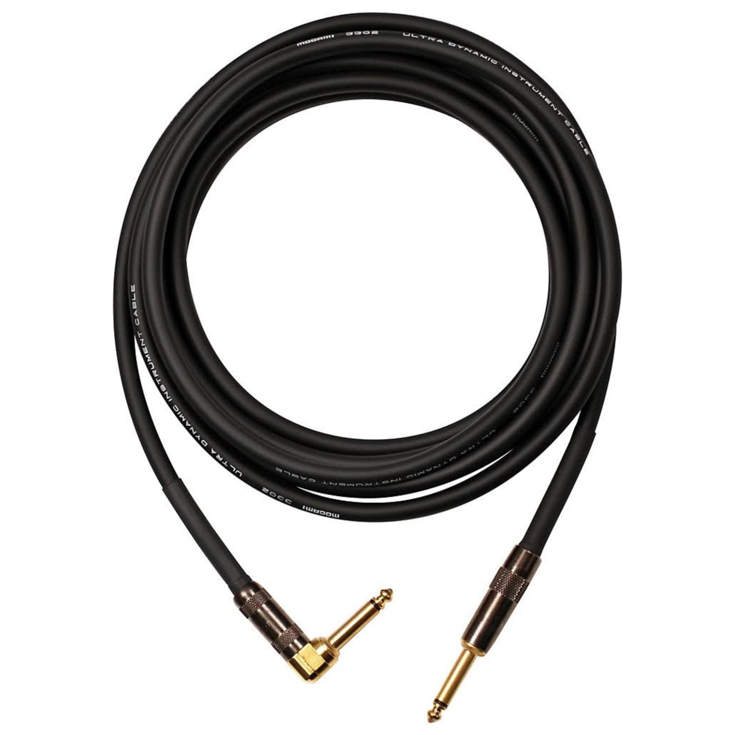 Mogami Platinum Guitar 06R Instrument Cable, Gold 1/4'' Ts Right Angle To Straight Plug, 6 Ft.