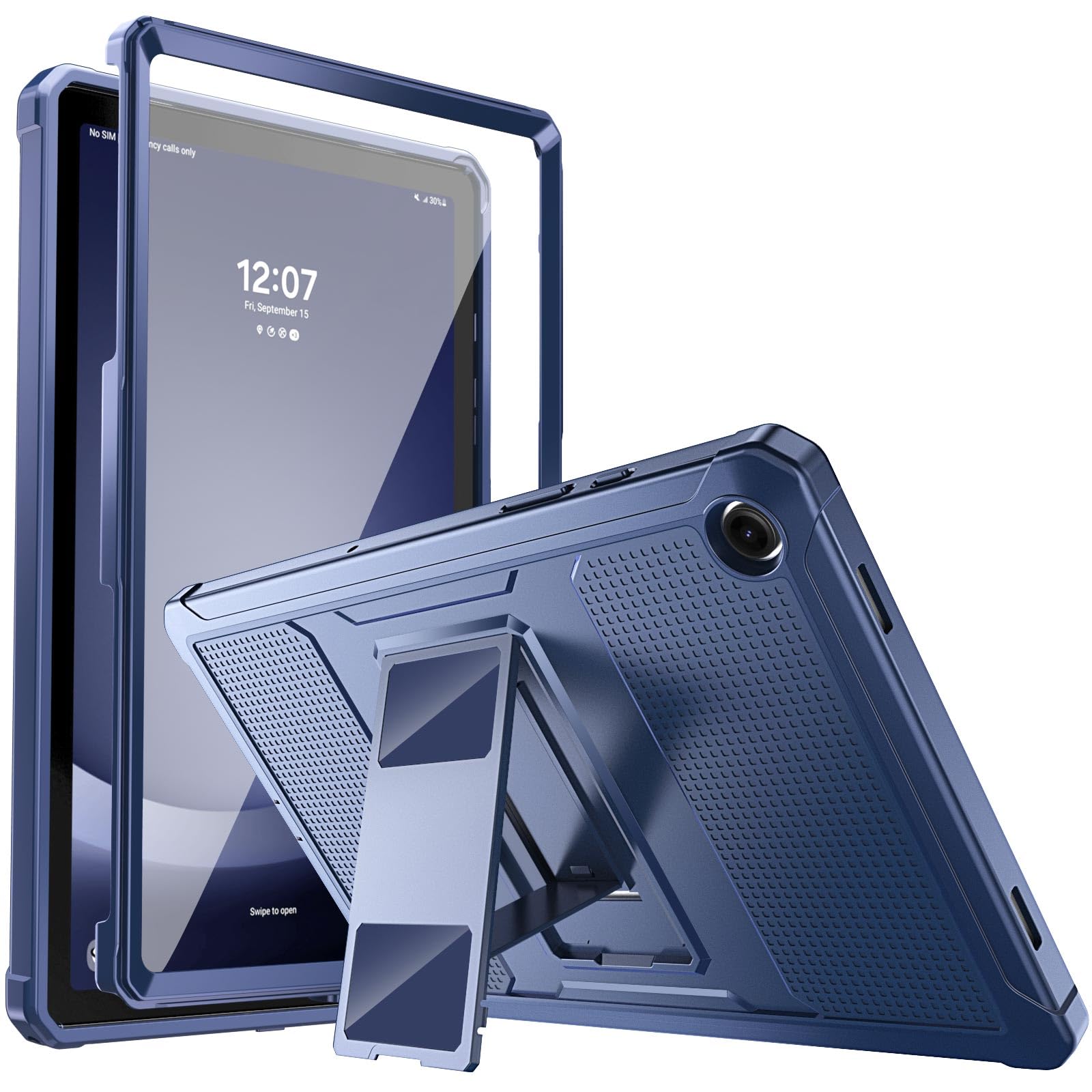 MoKo Case Fit Galaxy Tab A9 Plus 11 Inch 2023 (SM X210/X216/X218), Shockproof Full Body Rugged Stand Back Cover Built in Screen Protector Fit Galaxy Tab A9+ 11' 2023, Dark Blue