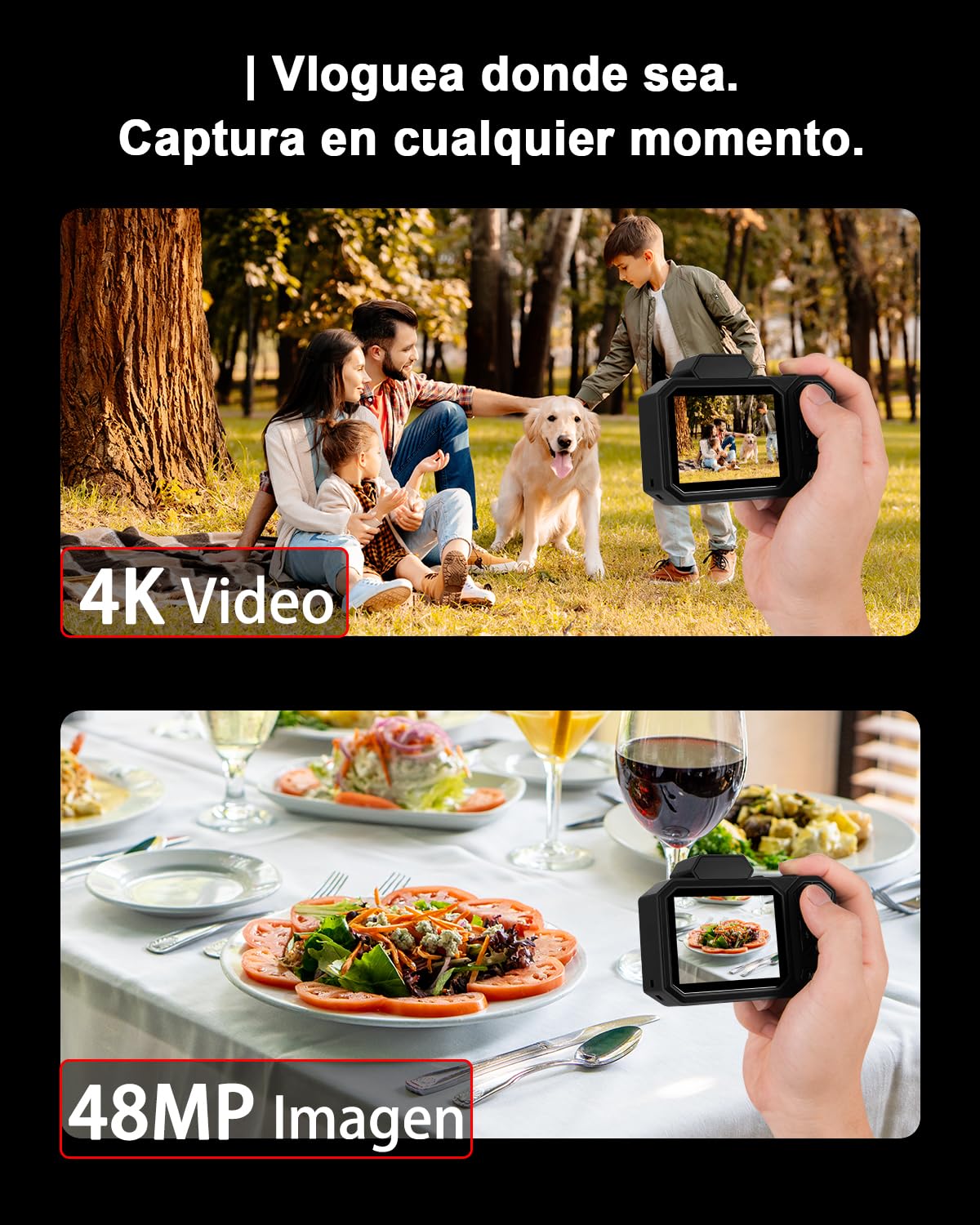 Digital Camera, Bextgoo 4K Vlogging Camera With 64Gb Card, 48Mp Autofocus Camera For Photography, 12X Digital Zoom Compact Camer