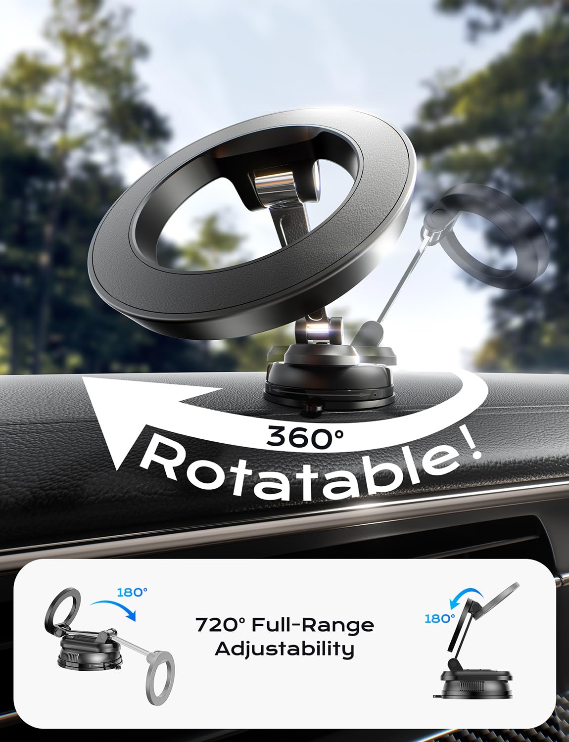Xo Simple Is Beauty Car Phone Holder For Magsafe,Ultra Magnetic And Strong Suction 360 Adjustable Car Phone Mount,Portable Magne