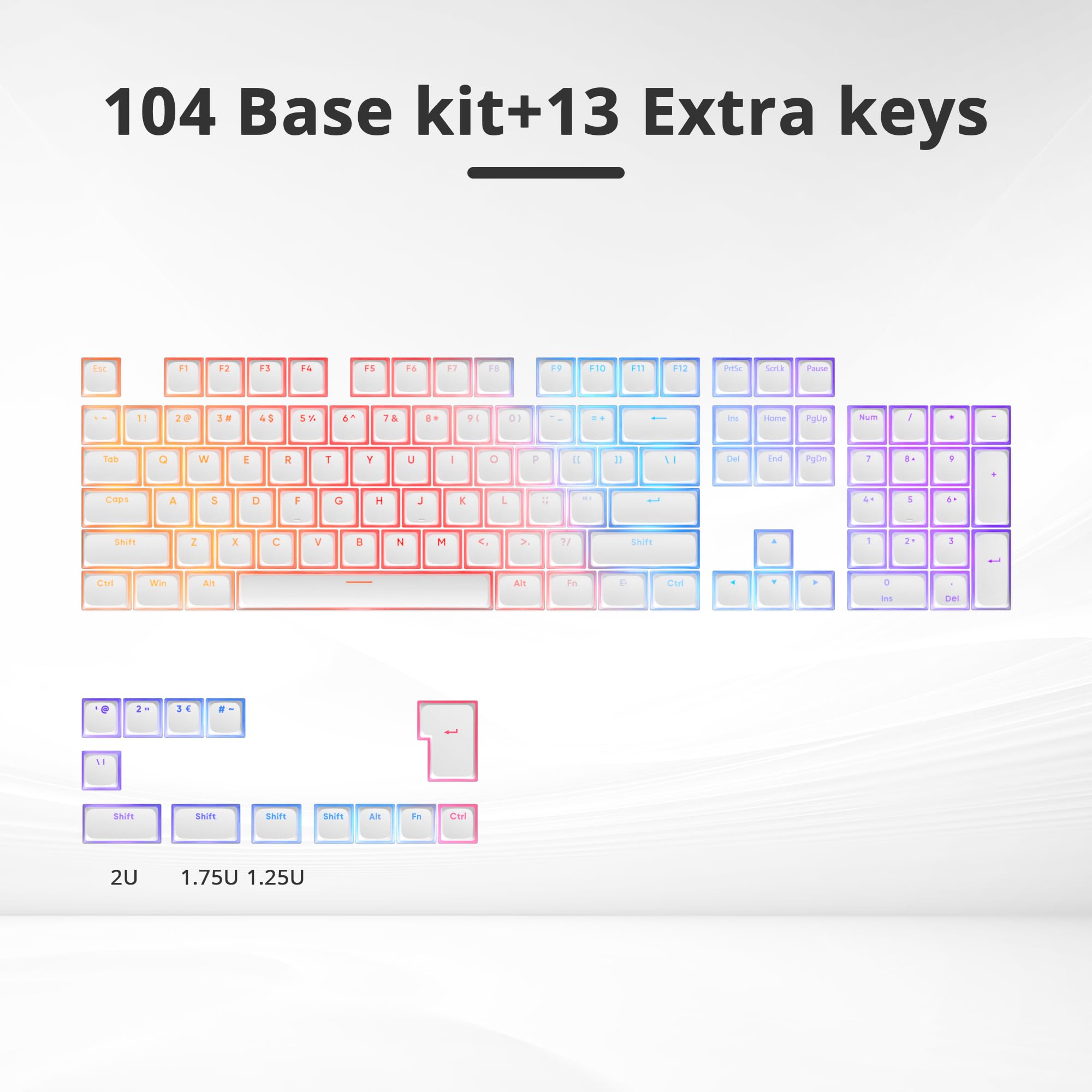 Surmen Pudding Keycaps Pbt Double Shot Keycaps Xda Profile For Cherry Gateron Mx Switches Mechanical Keyboard(White)