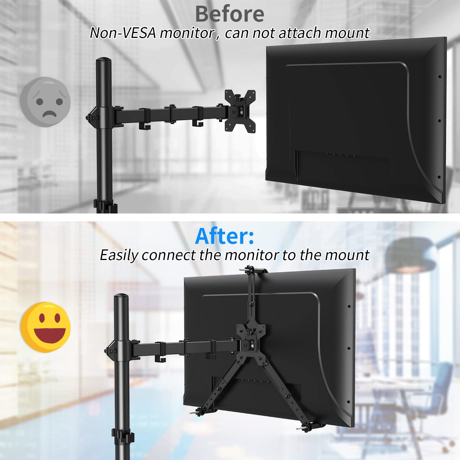 Mountup Universal Vesa Mount Adapter Kit, Non Vesa Monitor Mounting Adapter For 19 To 32 Inch Computer Screens, Max Load 17.6Lbs