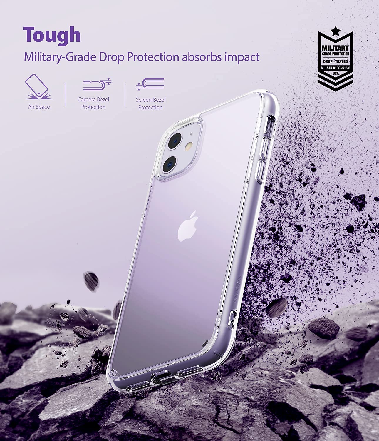 Ringke Fusion Compatible With Iphone 11 Case, [Built In Lanyard Hole] Transparent Shockproof Bumper Raised Bezel Sturdy Cover De