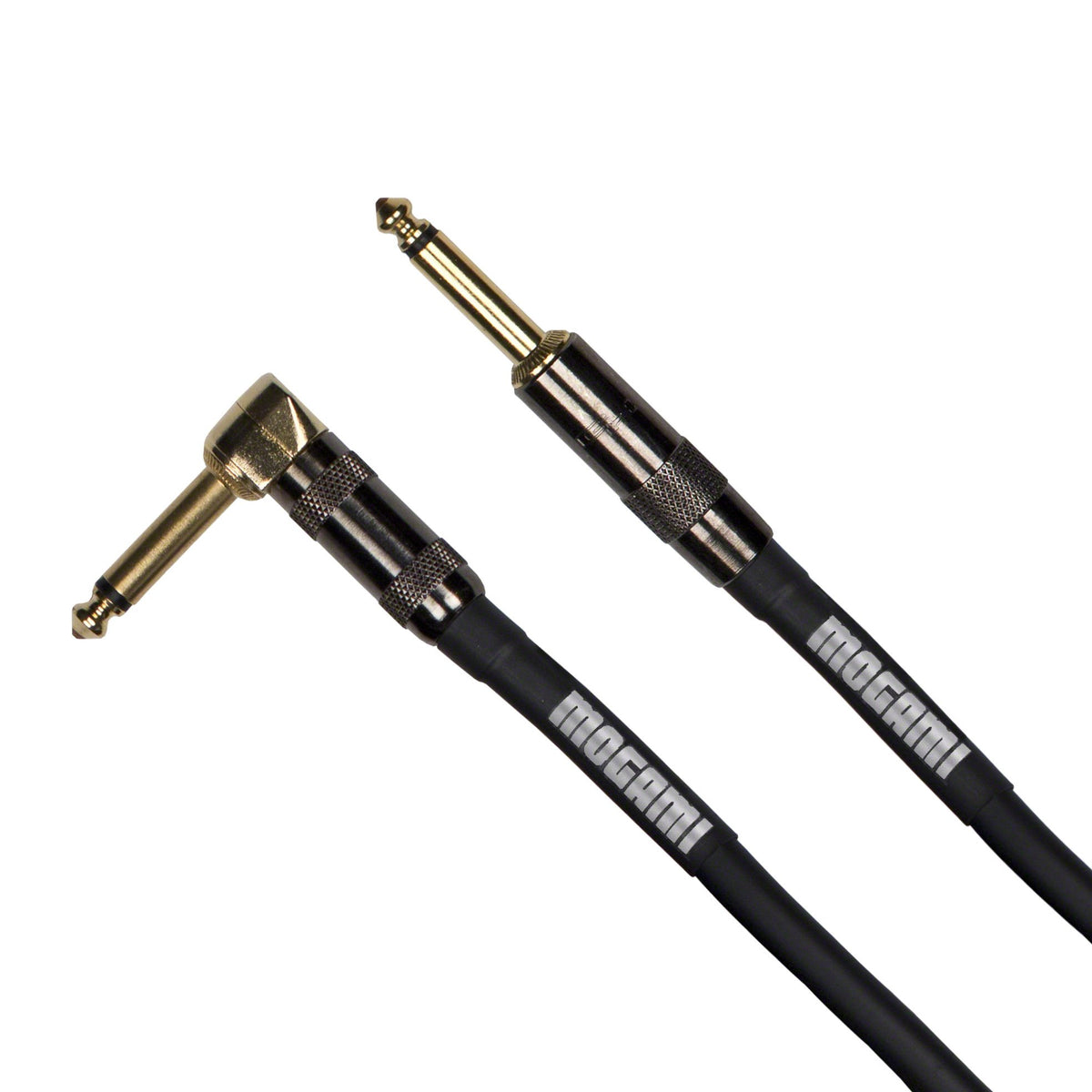 Mogami Platinum Guitar 12R Instrument Cable, 1/4'' Ts Male Plugs, Gold Contacts, Right Angle And Straight Connectors, 12 Foot