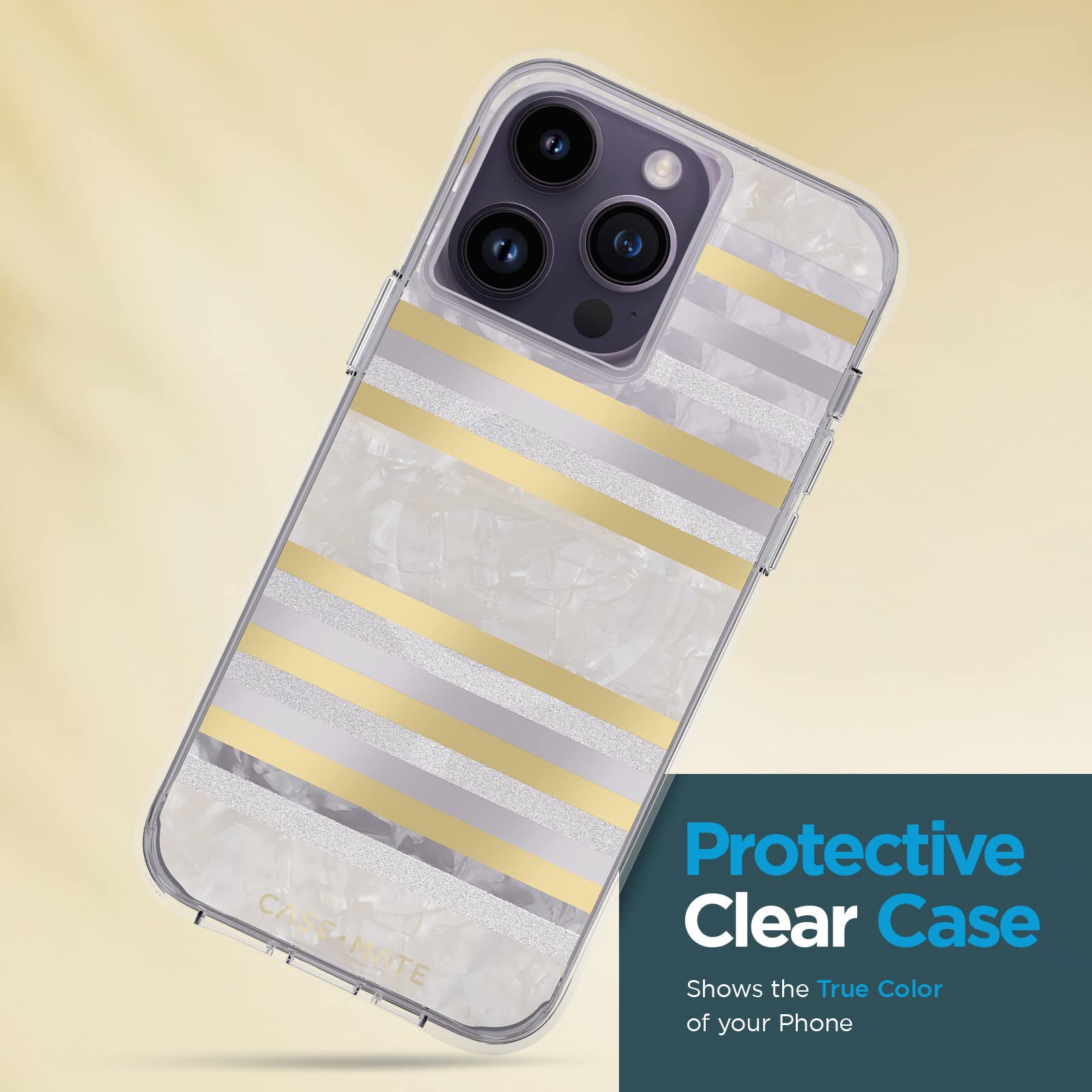 Case Mate Iphone 14 Pro Max Case   Pearl Stripes   10Ft Drop Protection   Compatible With Magsafe & Wireless Charging   Luxury C