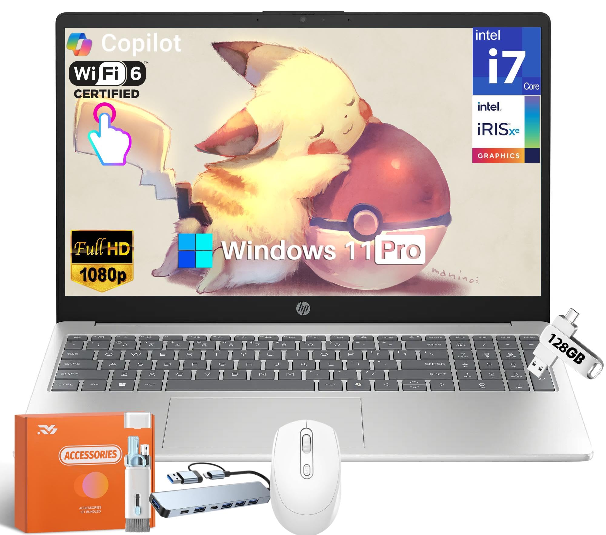 HP 2025 15.6 Business Laptop, Intel 10-Core i7-1355U (5.0GHz), 32 GB DDR4, 2 TB SSD, Intel Iris Xe Graphics, FHD Anti-Glare Touc