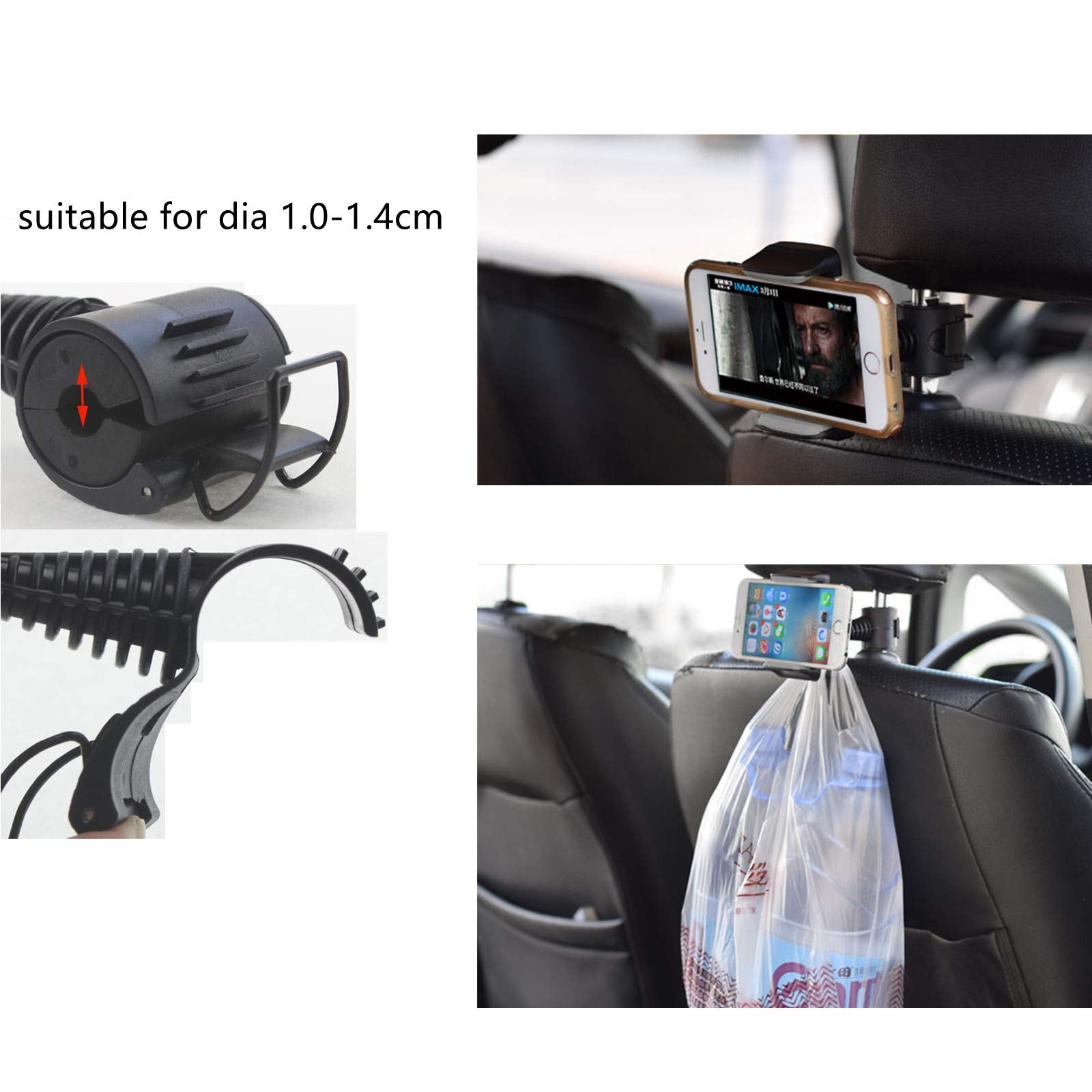 Nyatek Headrest Phone Holder, Universal Car Back Seat Headrest Phone Mount Holder Stand Bracket For Iphone X Xr 7 6