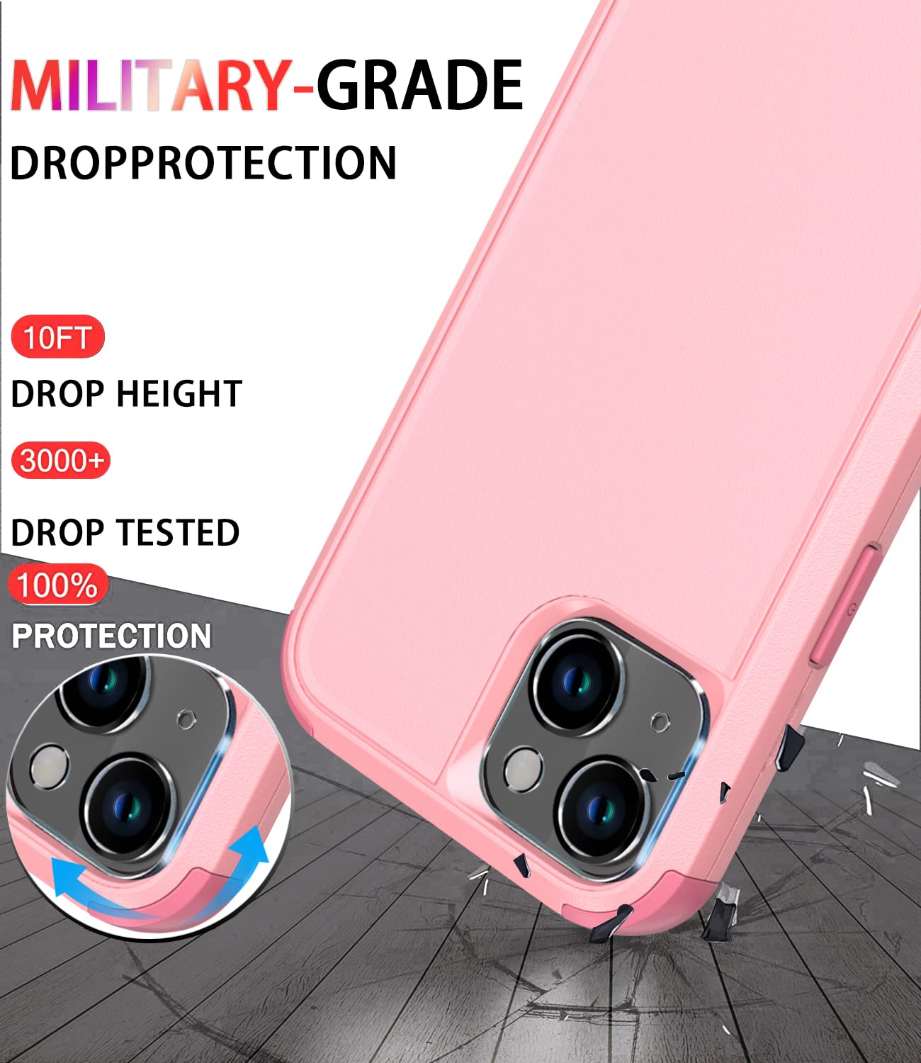 Diverbox For Iphone 14 Case [Shockproof] [Dropproof] [Tempered Glass Screen + Camera Lens Protector],Heavy Duty Protection Phone