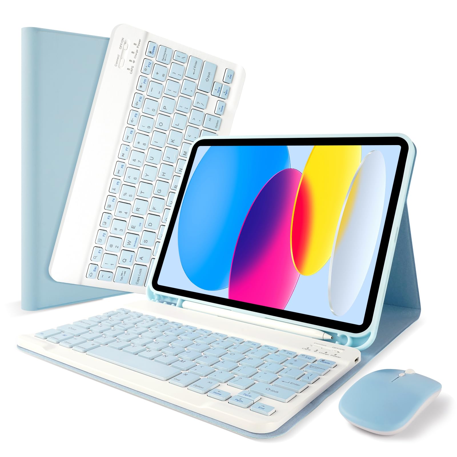 Soppy Keyboard Case For Ipad 10Th Generation & Mouse For New Ipad 10Th Generation 10.9In 2022 (A2696/A2757/A2777), Detachable Wi