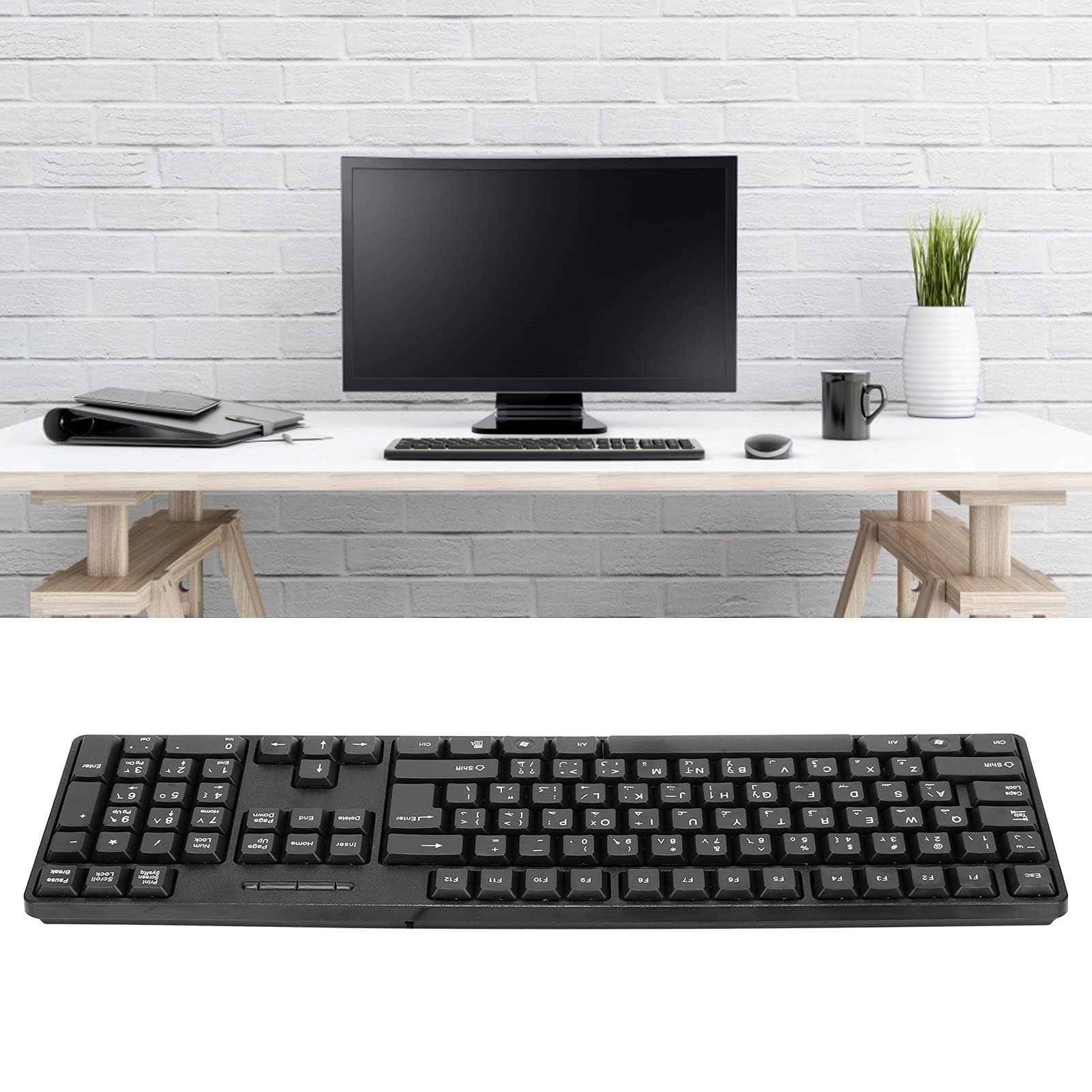 Kafuty 1 Mc 689 Usb Wired Computer Keyboard, Arabic Keyboard/English Pc Keyboard, Ergonomic Mechanical Keyboard For Office, Home
