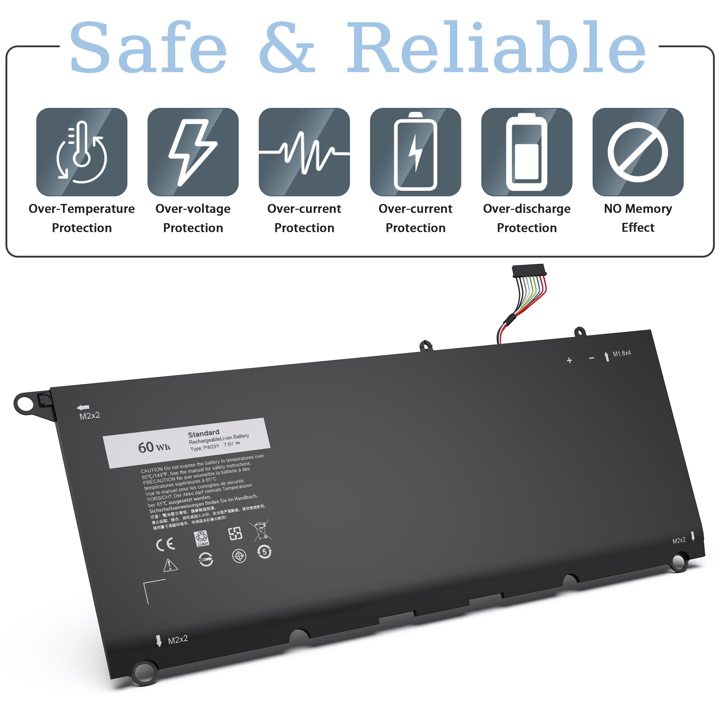 New Pw23Y Laptop Battery Replacement For Dell Xps 13 9360 13 9360 D1605G 13 9360 D1605T 13 9360 D1609 13 9360 D1609G 13 9360 D17