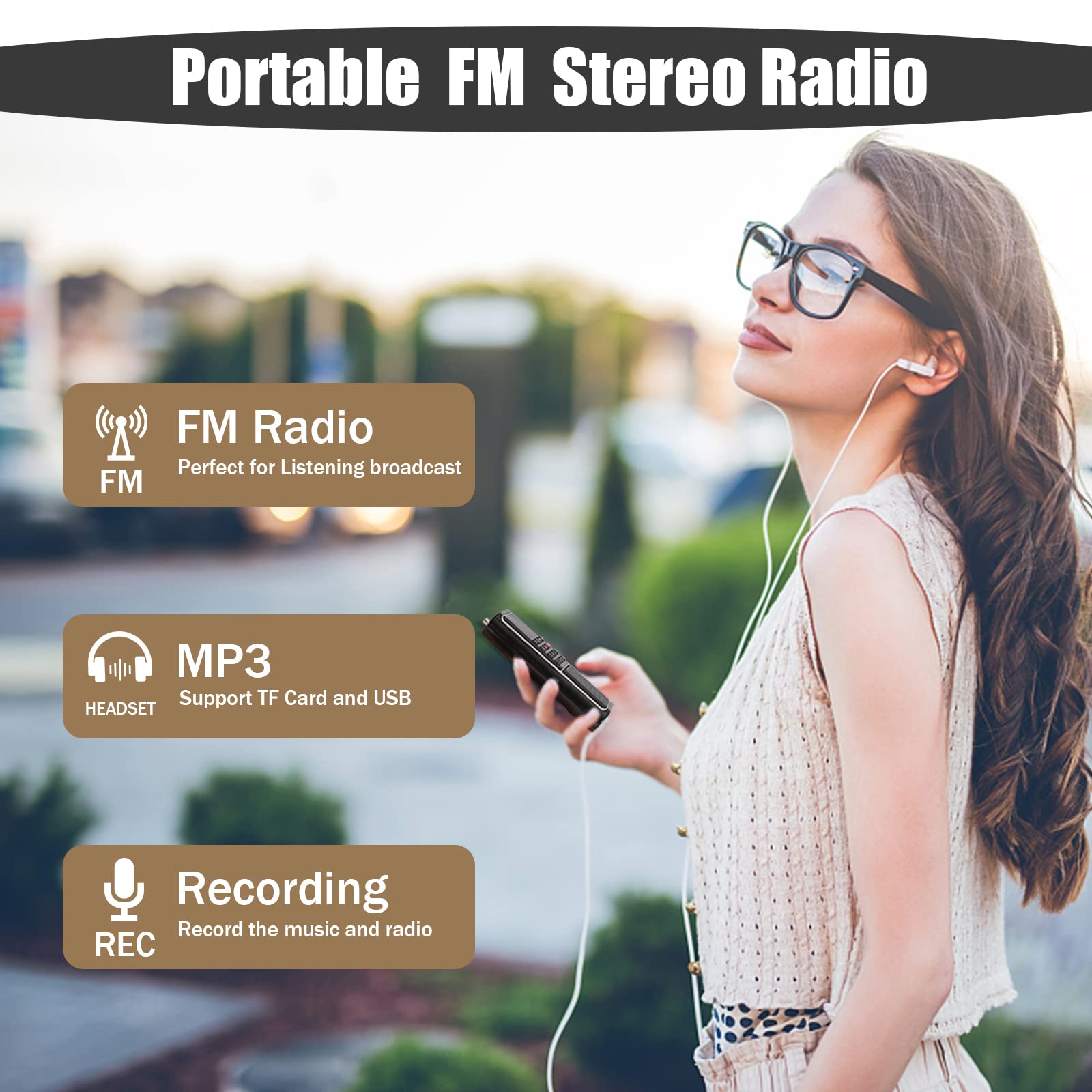 Leting Portable Radio With Mp3 Speaker, Radios Porable Fm,Fm Radio Support Tf Card/Usb/Music Recording, Rechargeable Battery Pow