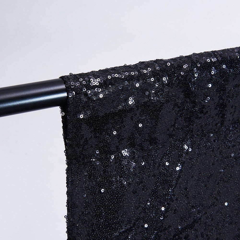 Juya Delight Sequin Backdrop Curtains Black Glitter Photo Booth Backdrop For Party Wedding Decoration,Black