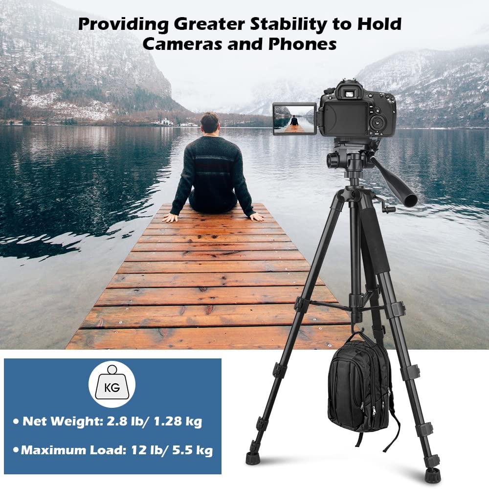 Ubeesize 67    Camera Tripod With Travel Bag, Cell Phone Tripod With Bluetooth Remote And Phone Holder, Compatible With All Came
