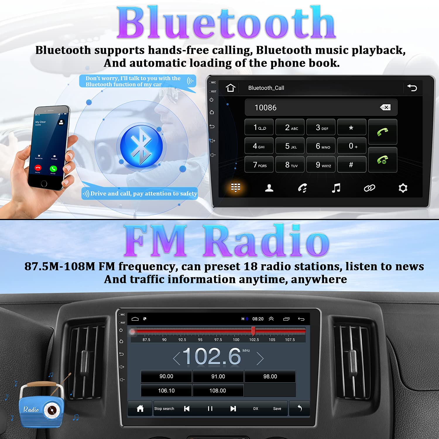 10.1 Inch Android Double Din Car Stereo Touch Screen Car Radio With Wifi Gps Navigation Mirror Link Car Multimedia Player Suppor