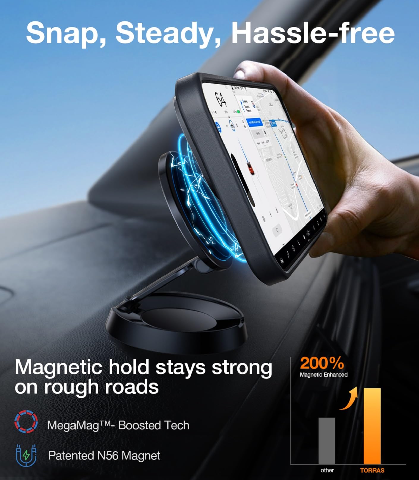 Torras Strong Magnetic & Seamless Stand For Iphone 16 Pro Case, [18N Mighty Magnetic] [12Ft Mil Grade Drop Tested] [Fit For Mags