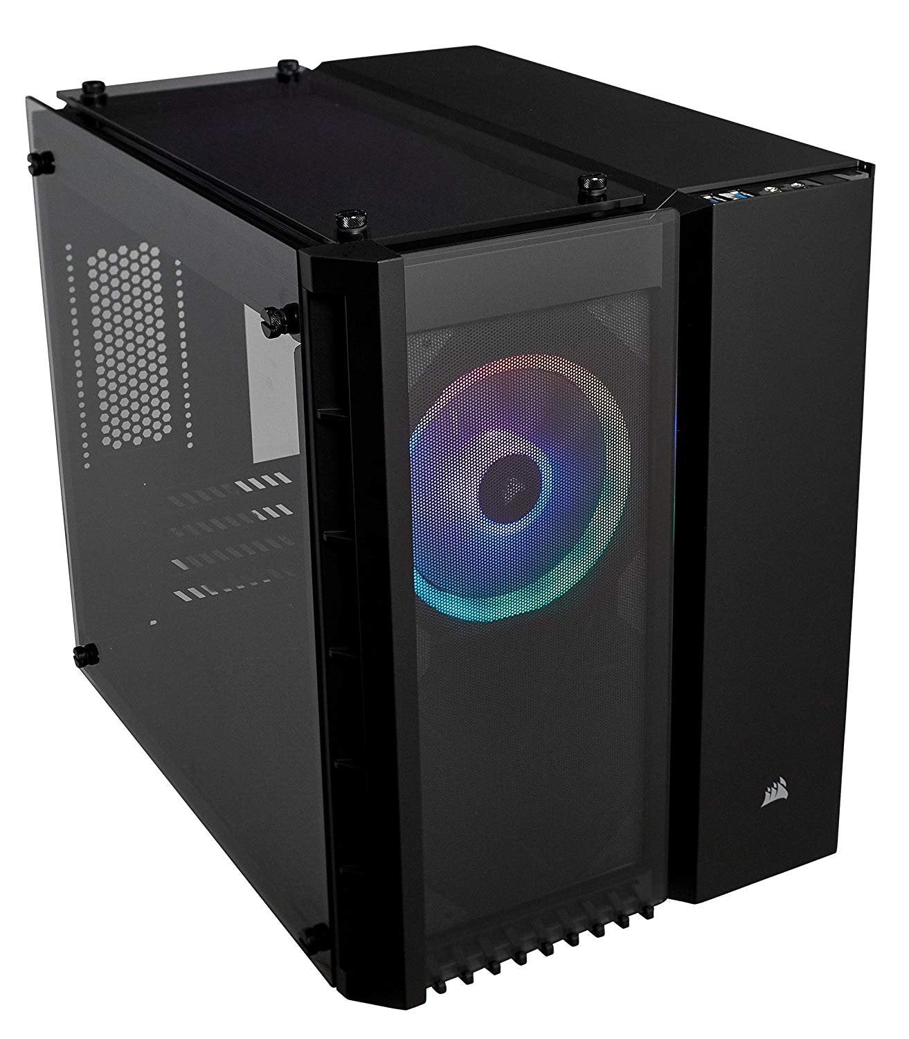 CORSAIR CRYSTAL 280X RGB Micro-ATX Case, 2 RGB Fans, Lighting Node PRO included, Tempered Glass - Black (CC-9011135-WW)