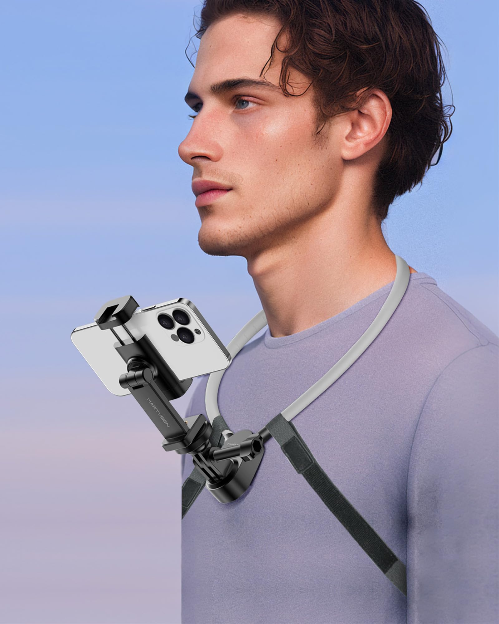 Martvsen Neck Phone Holder - Pov/Vlog Holder, Hands Free Selfie Mount Chest Video Filming For Iphone 16-13 Android Phones, Gopro