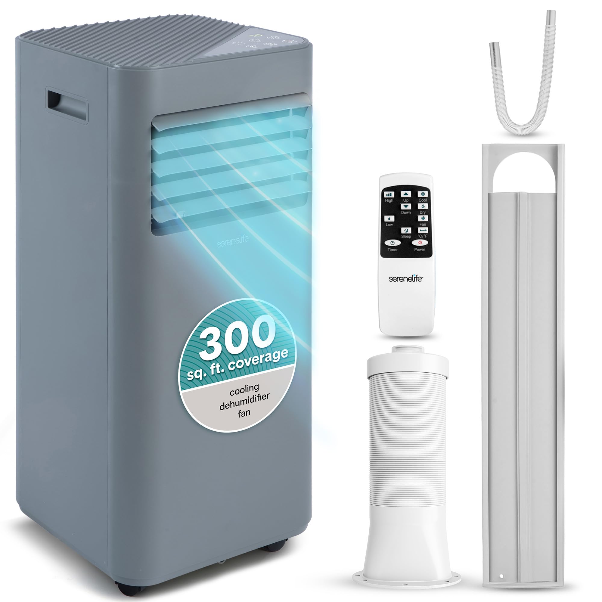 SereneLife Portable AC 8000 BTU, 3-in-1 Cooling, Dehumidifier And Fan Modes, Compact Standing Air Conditioner, Energy Efficient