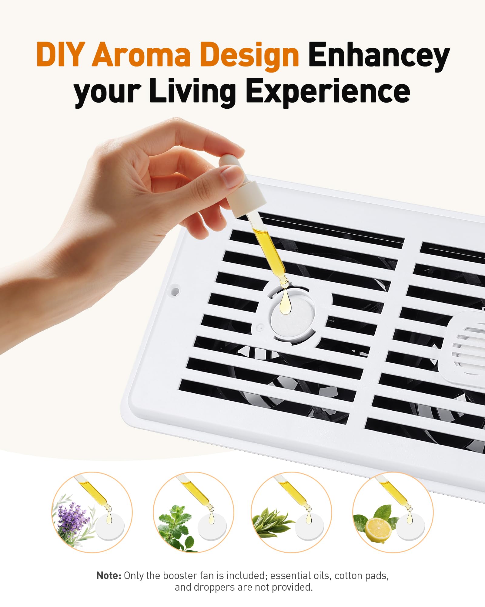 Agptek Register Booster Fan For 4 X 10 Register Holes, Quiet Air Vent Fans With 10-Speed, Intelligent Thermostat & Remote Contro