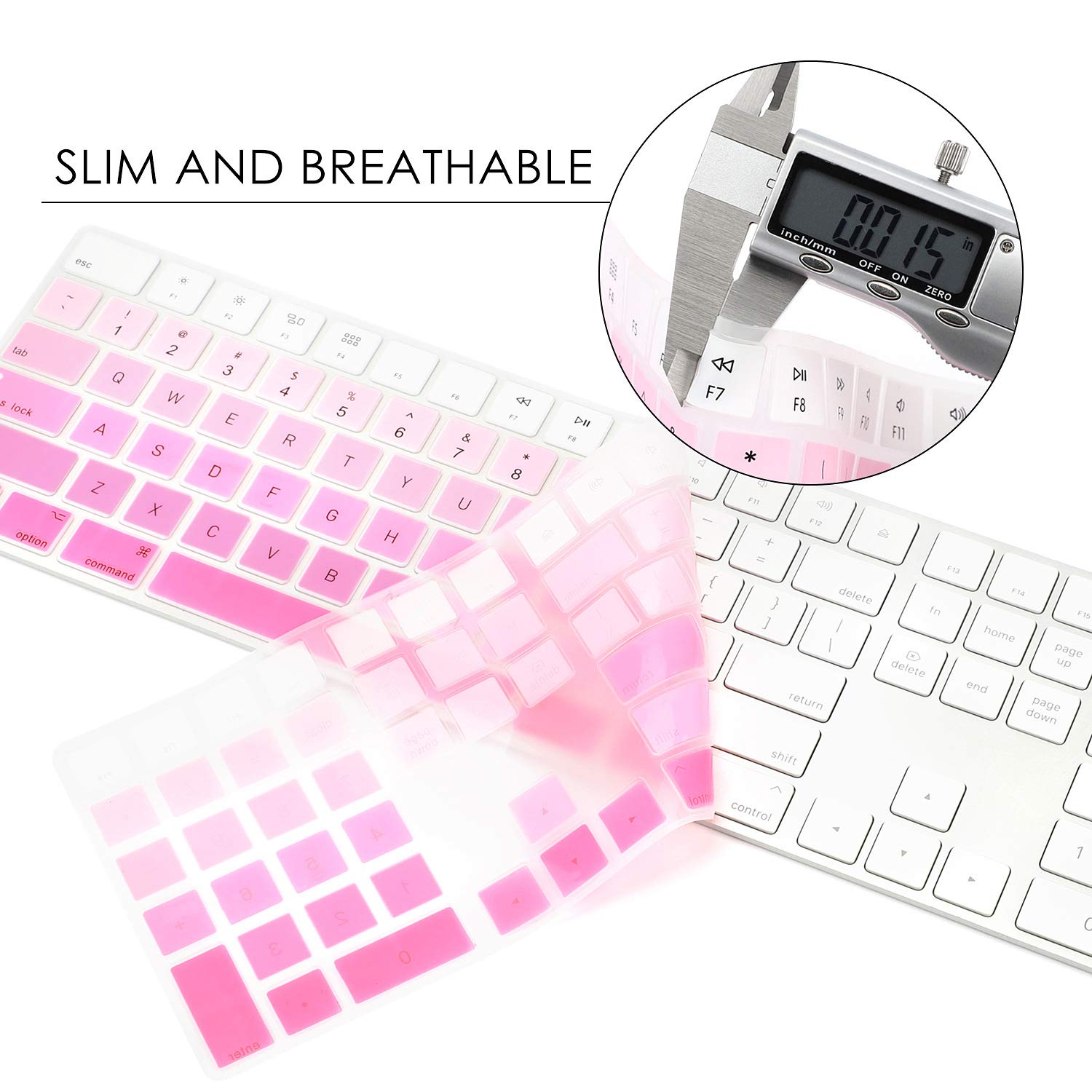 Allinside Ombre Pink Cover For Apple Imac Magic Wireless Bluetooth Keyboard With Numeric Keypad Mq052Ll/A A1843 Us Layout
