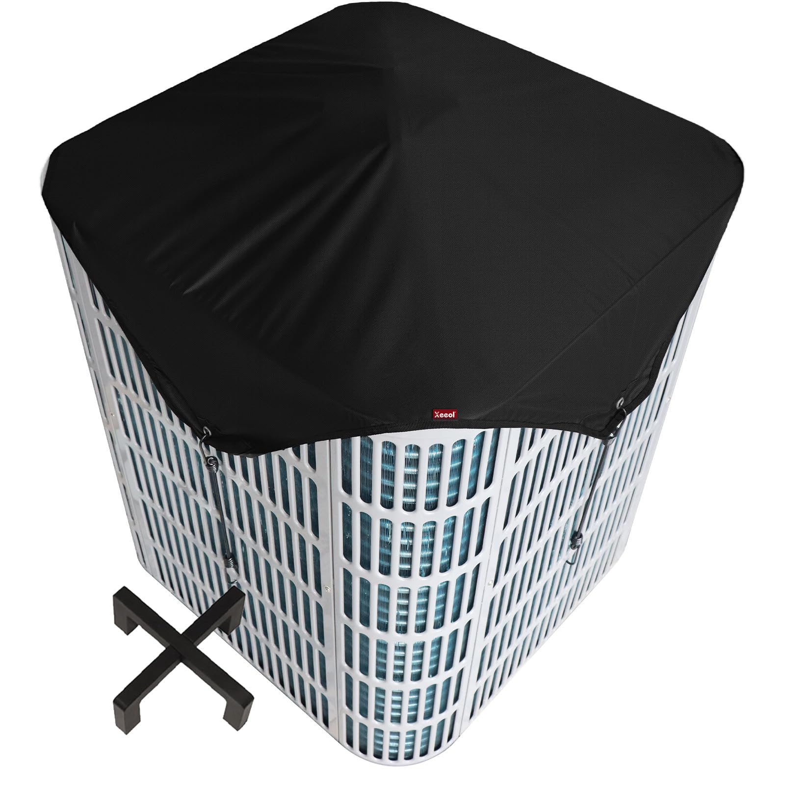 Xeeol 28 x 28 Air Conditioner Covers for Outside with Cover Stand, 600D Waterproof AC Cover, AC Condenser Winter Covers